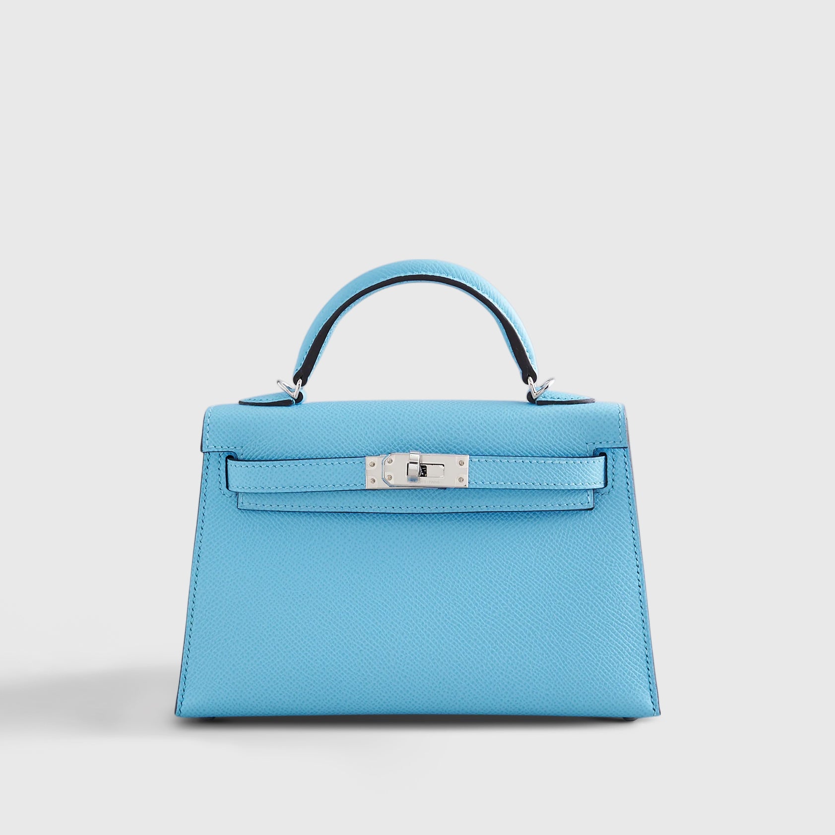 Hermès Kelly Mini Epsom Blue Celeste Sellier Palladium Hardware - eliteUSA 