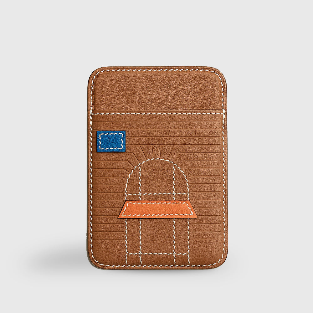 Hermès Faubourg MagSafe Cardholder Calfskin, Swift Gold/Blue De France/Orange