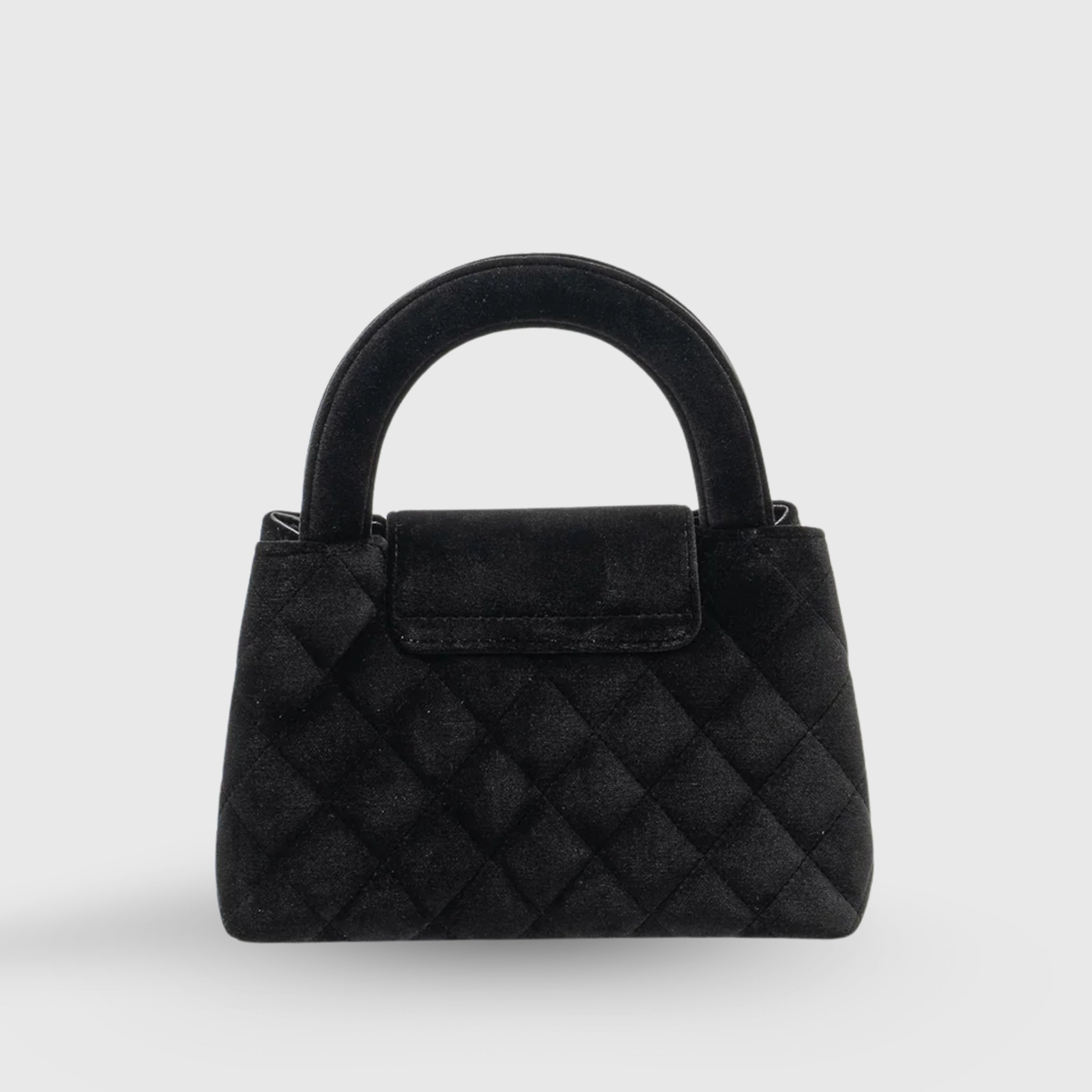 Chanel Shopping Bag Mini Velvet Black Gold Hardware