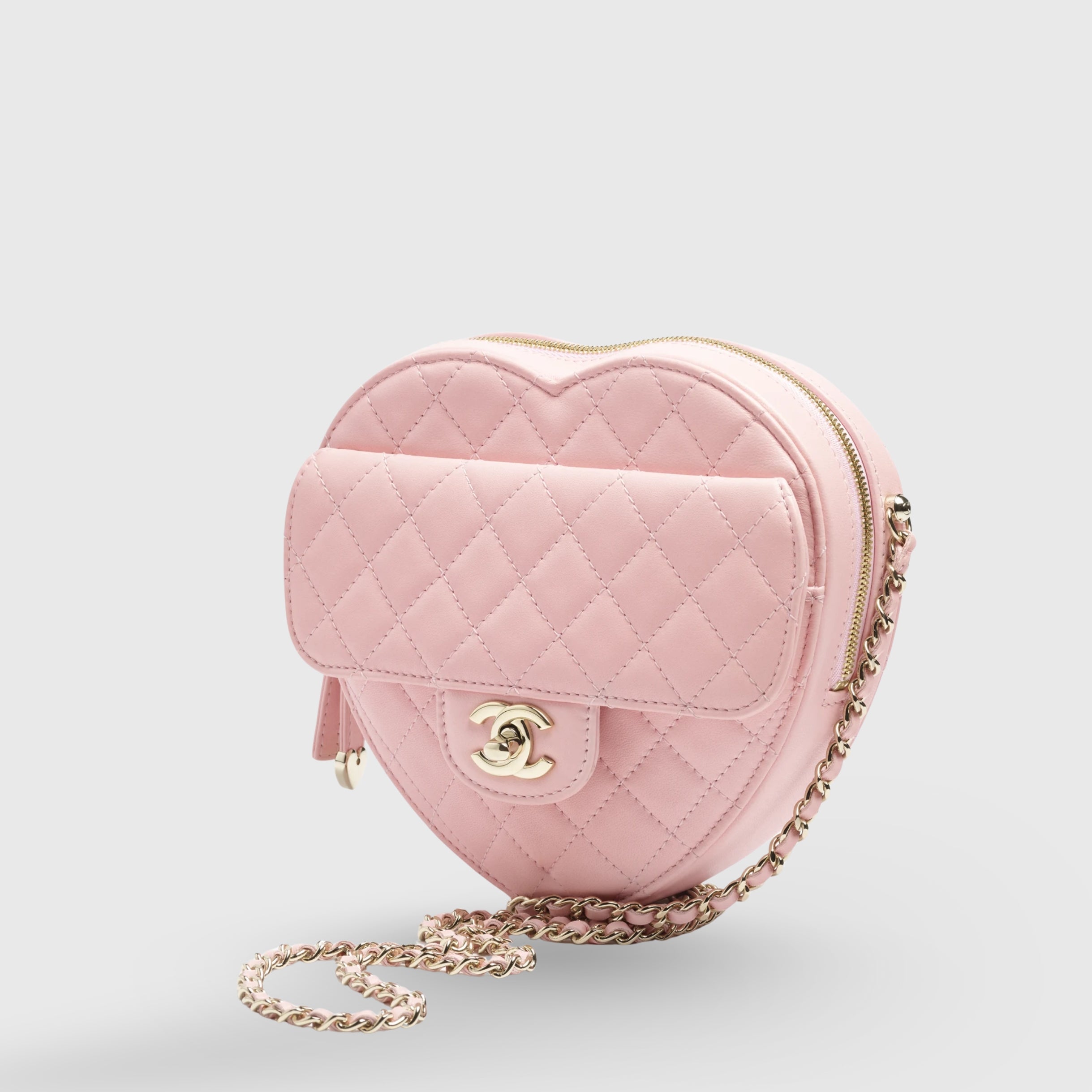 Chanel Heart Bag Quilted Large Lambskin Light Pink Gold Hardware