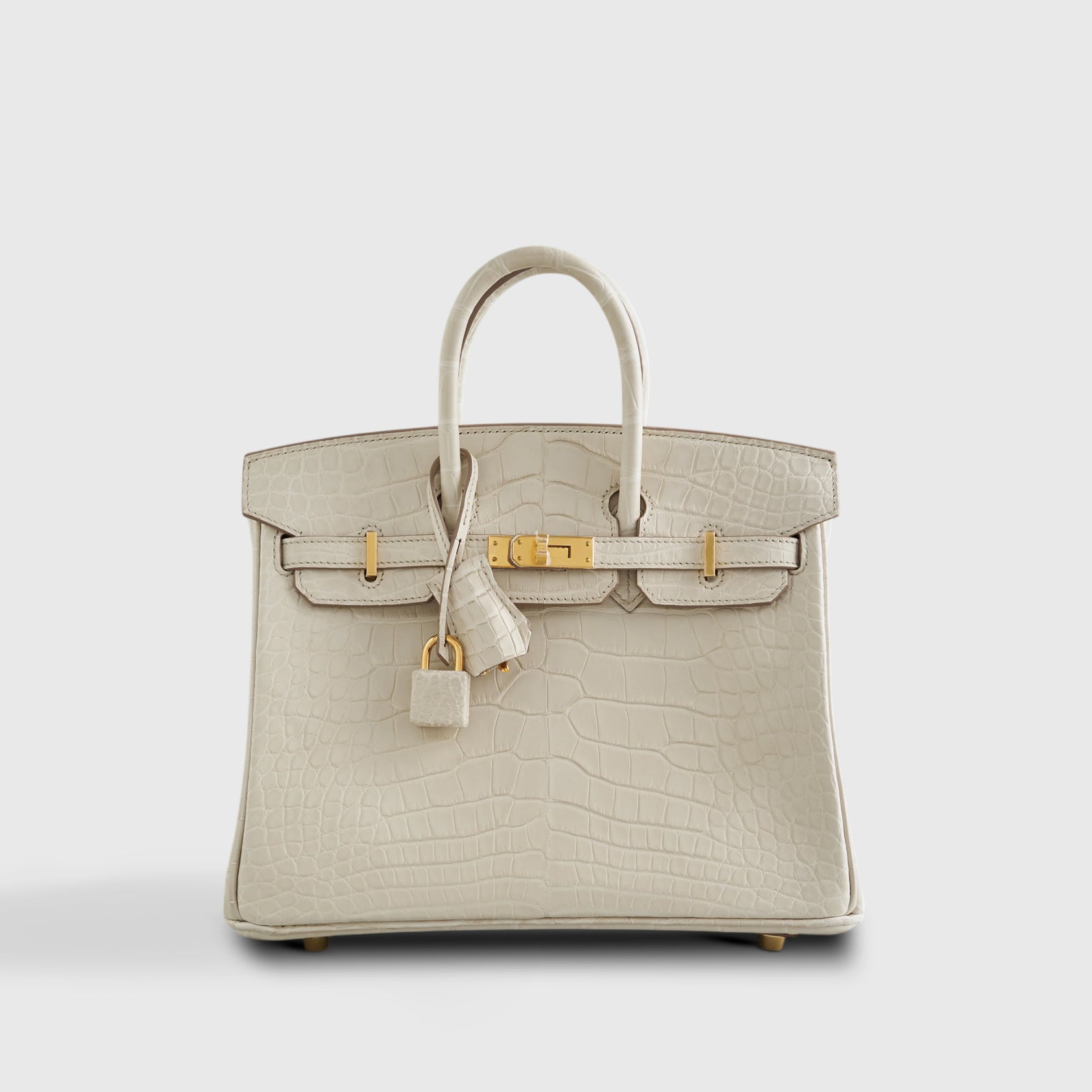 Hermès Birkin 25 Alligator Beton Gold Hardware Matte