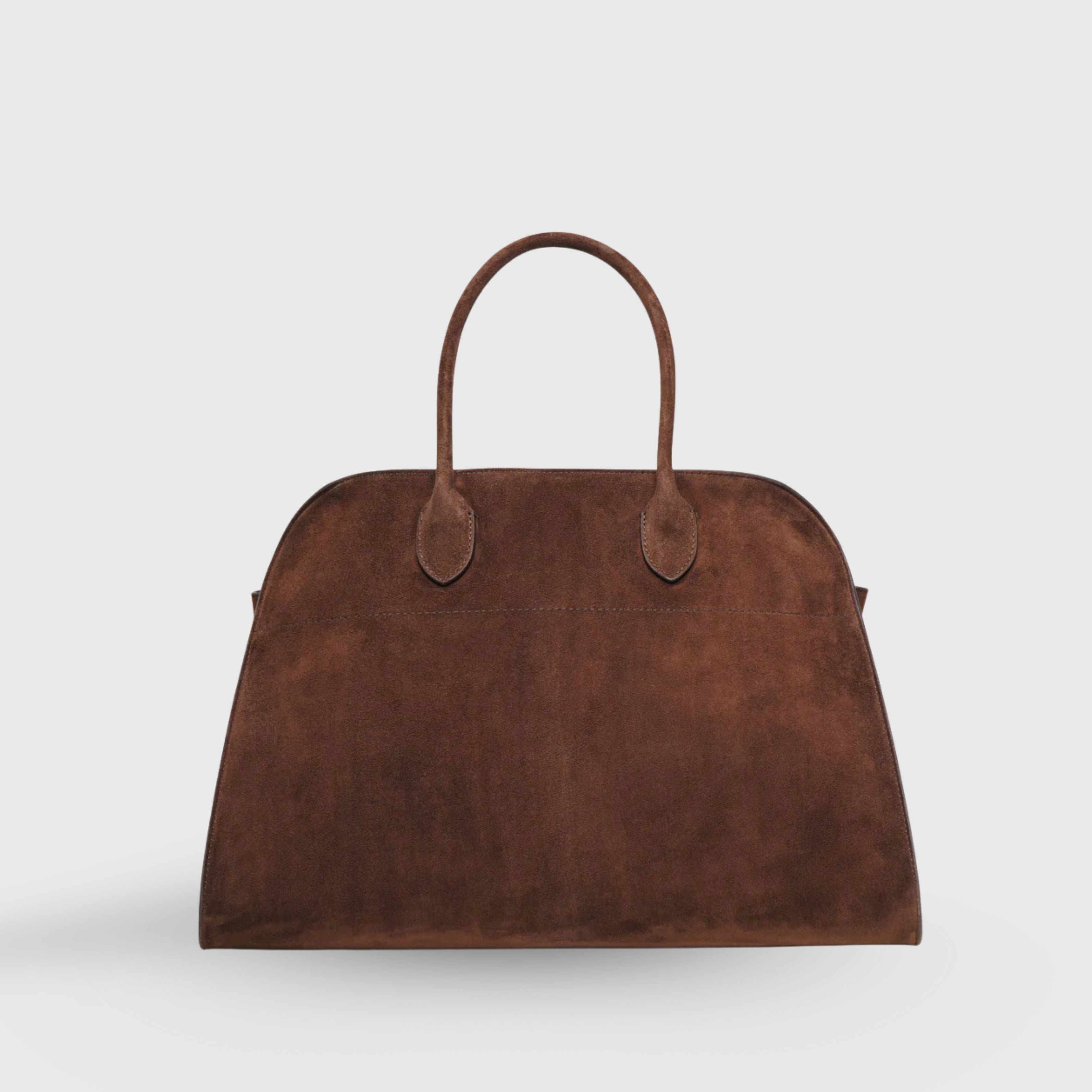 The Row Soft Margaux 15 Suede Brown Gold Hardware