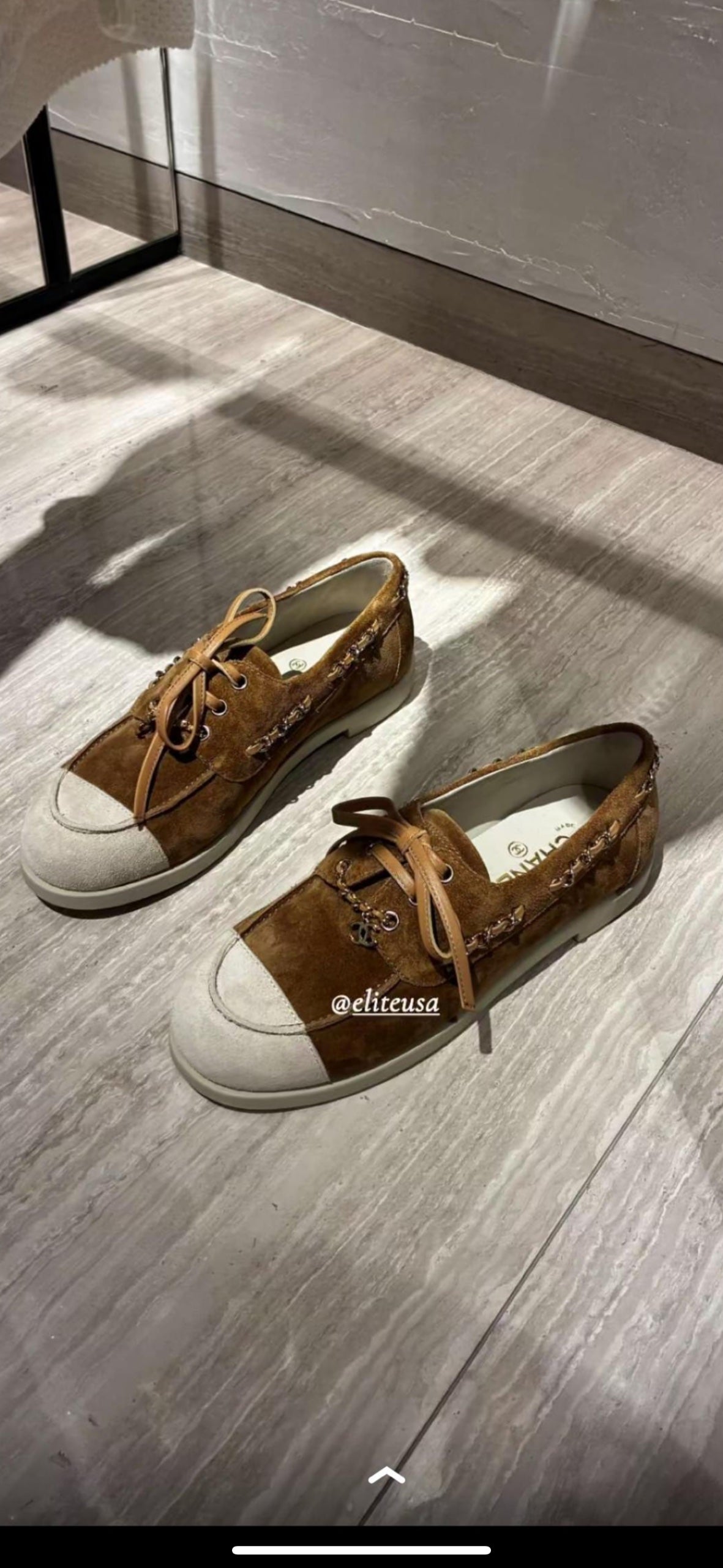 Chanel Loafers Suede  37 Brown  GHW