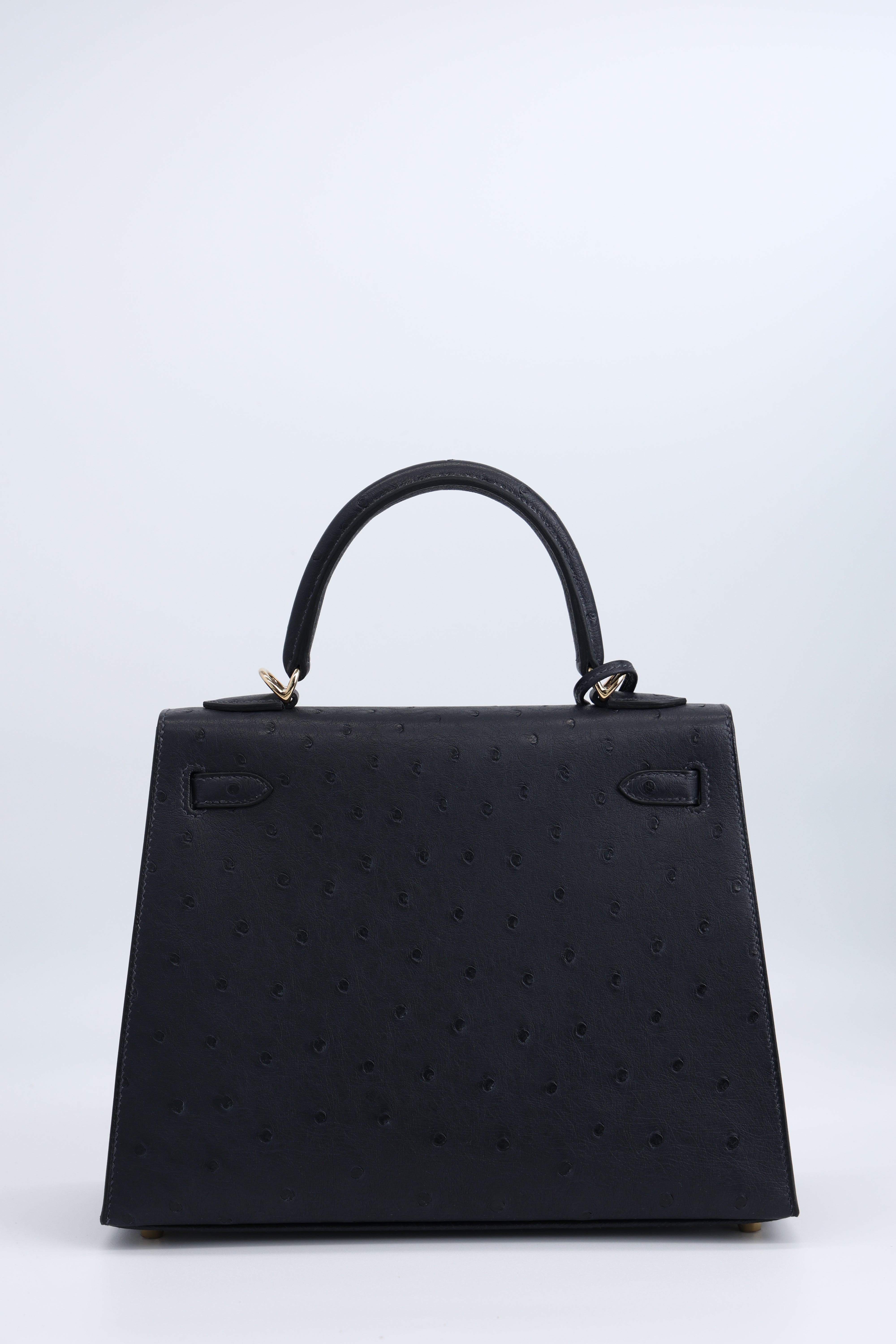 **Hermès Kelly 25 Ostrich Caban Permabrass Hardware