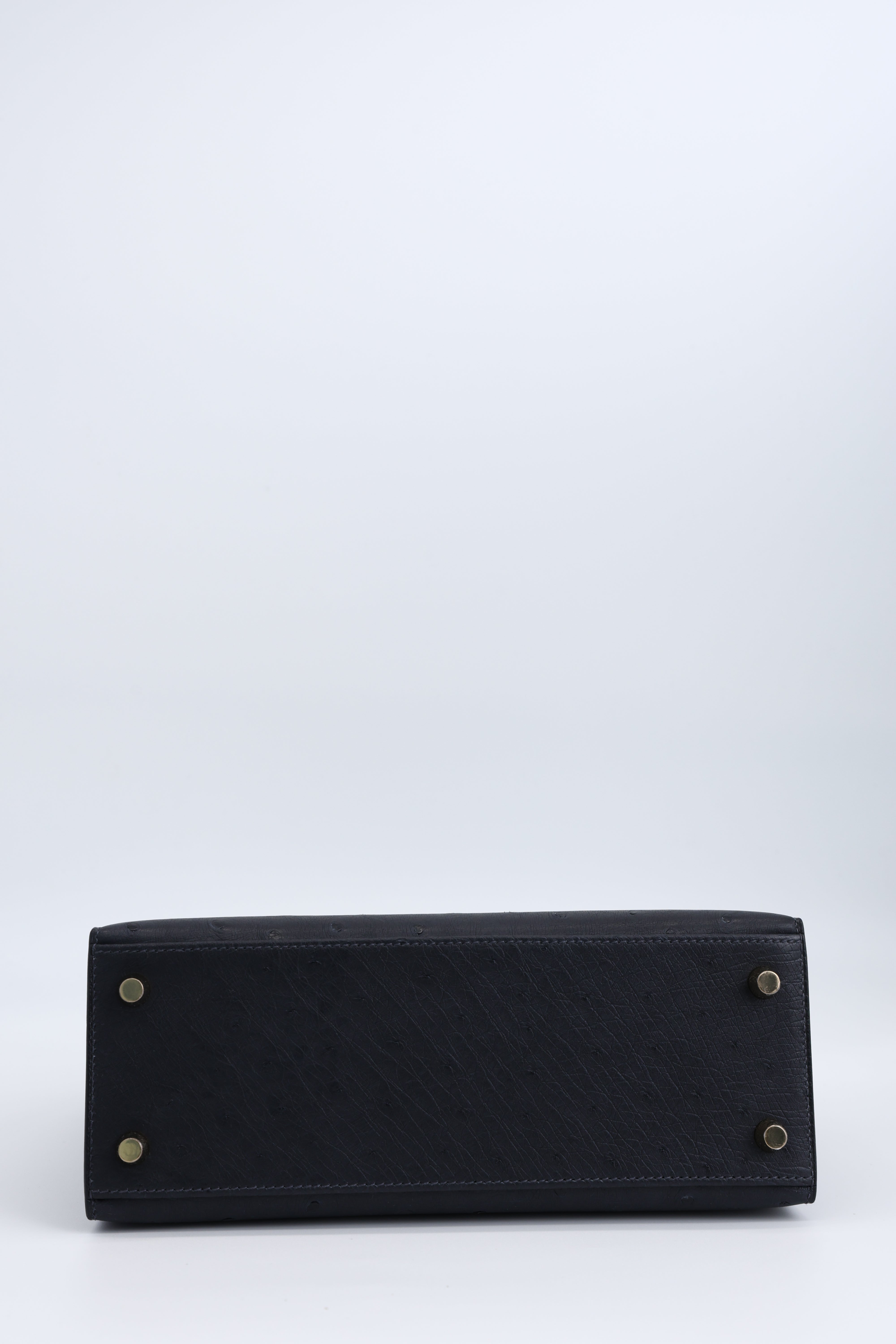 **Hermès Kelly 25 Ostrich Caban Permabrass Hardware