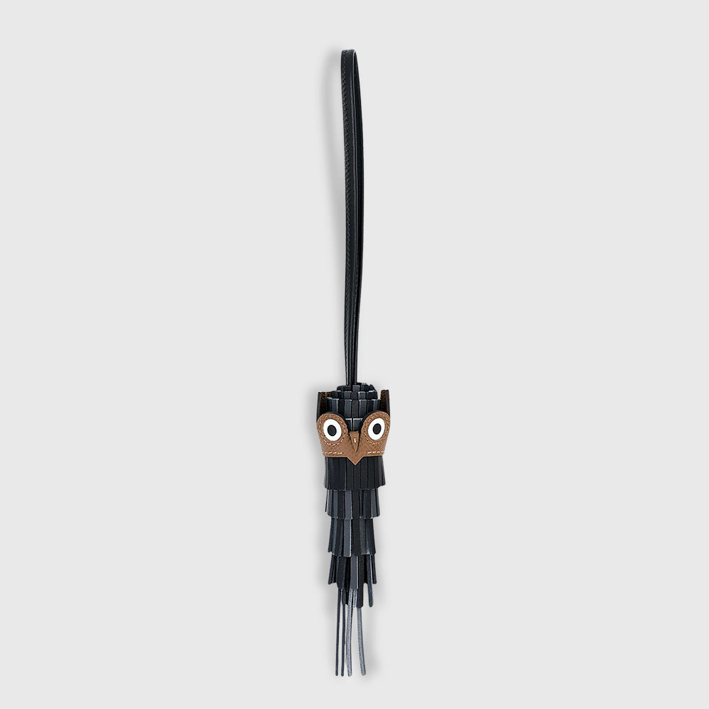 Hermès Chouette Charm Black/Misty/Alezan/White