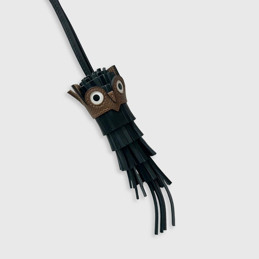 Hermès Chouette Charm Black/Misty/Alezan/White