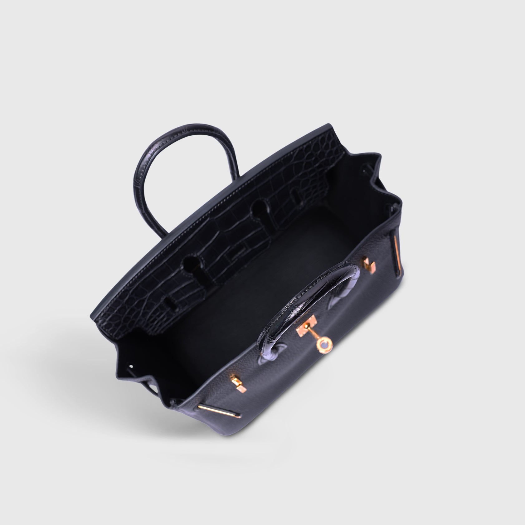 Hermès Birkin Touch 25 Croc Togo Black Gold Hardware Matte