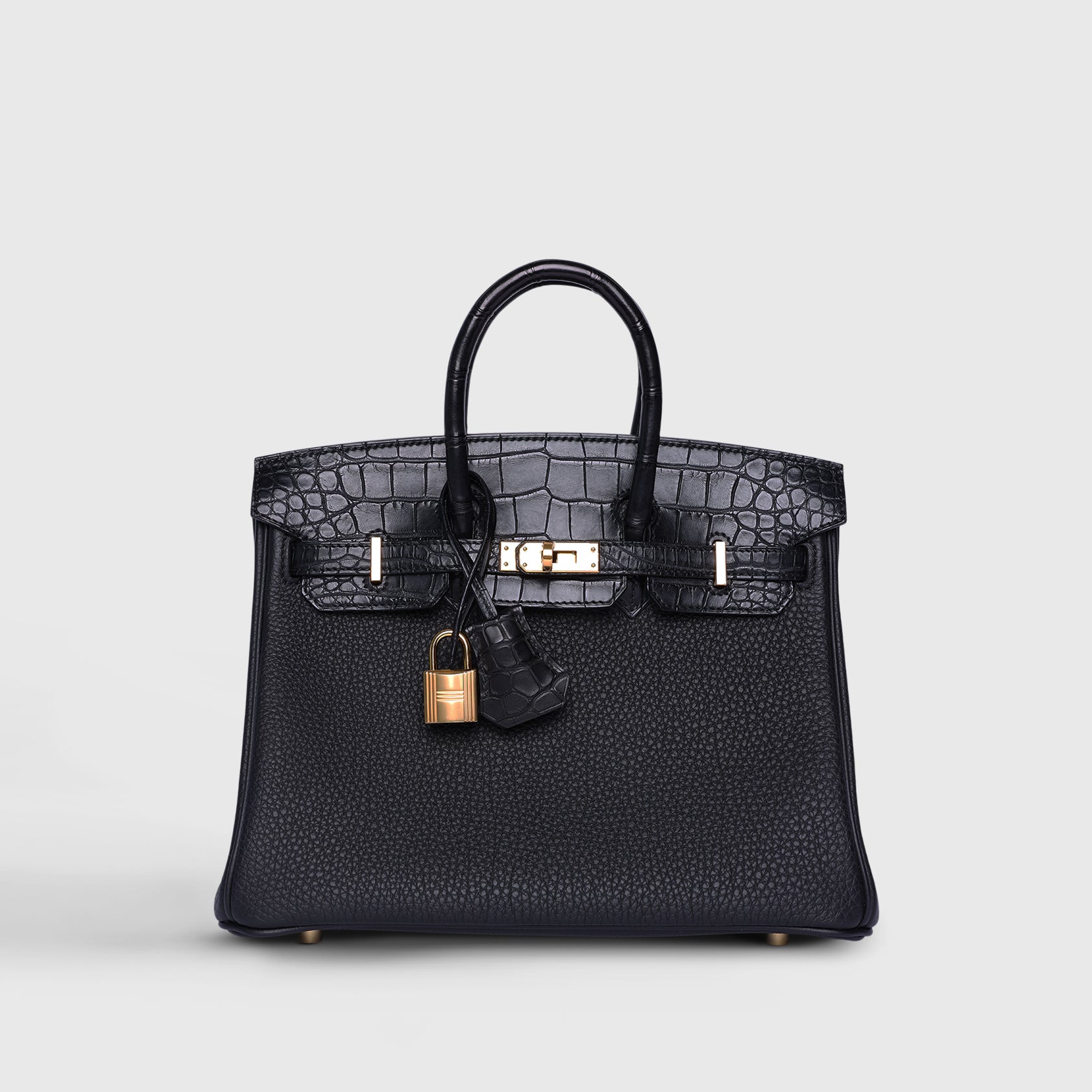 Hermès Birkin Touch 25 Croc Togo Black Gold Hardware Matte