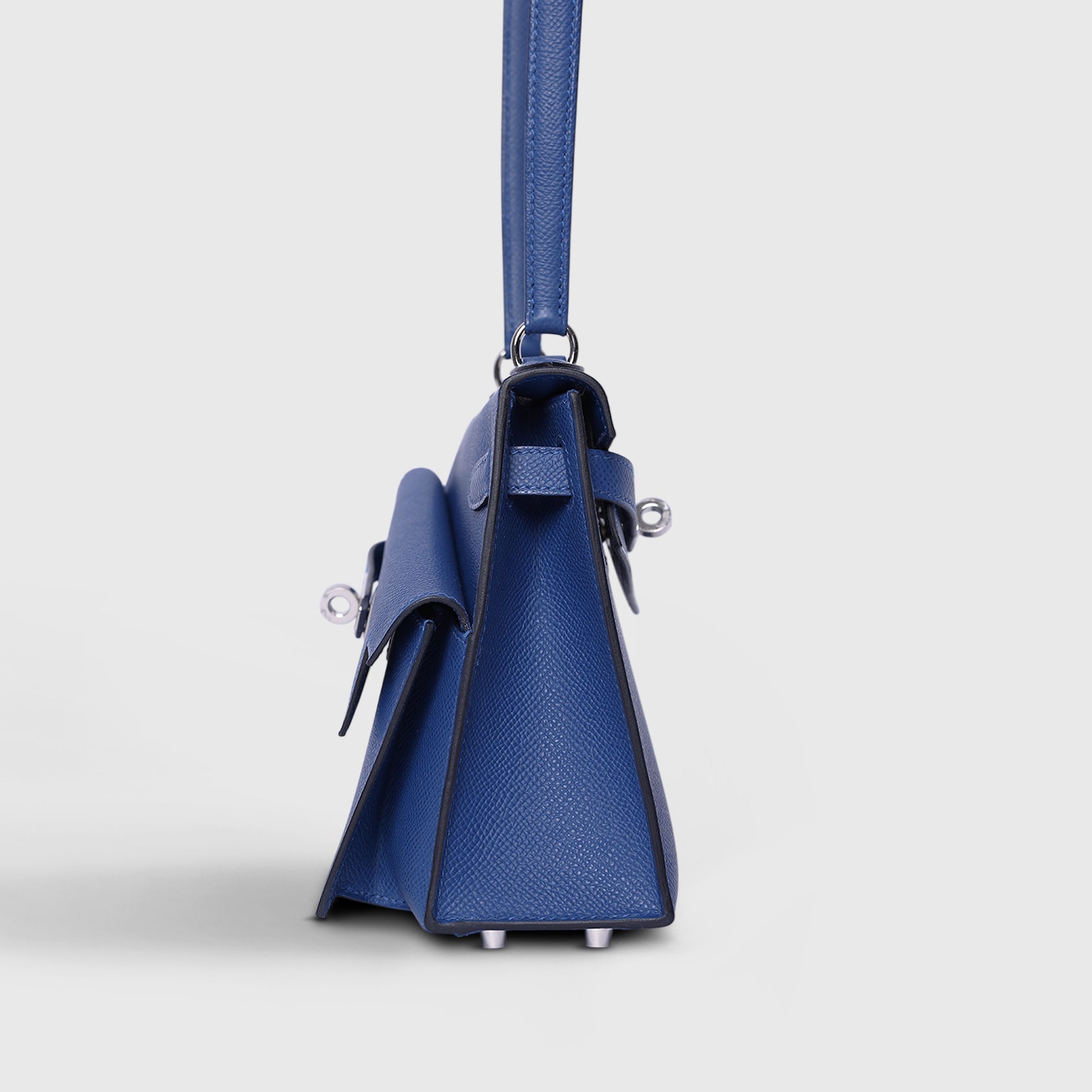 Hermes Kelly Desordre Epsom Blue Tie Palladium Hardware