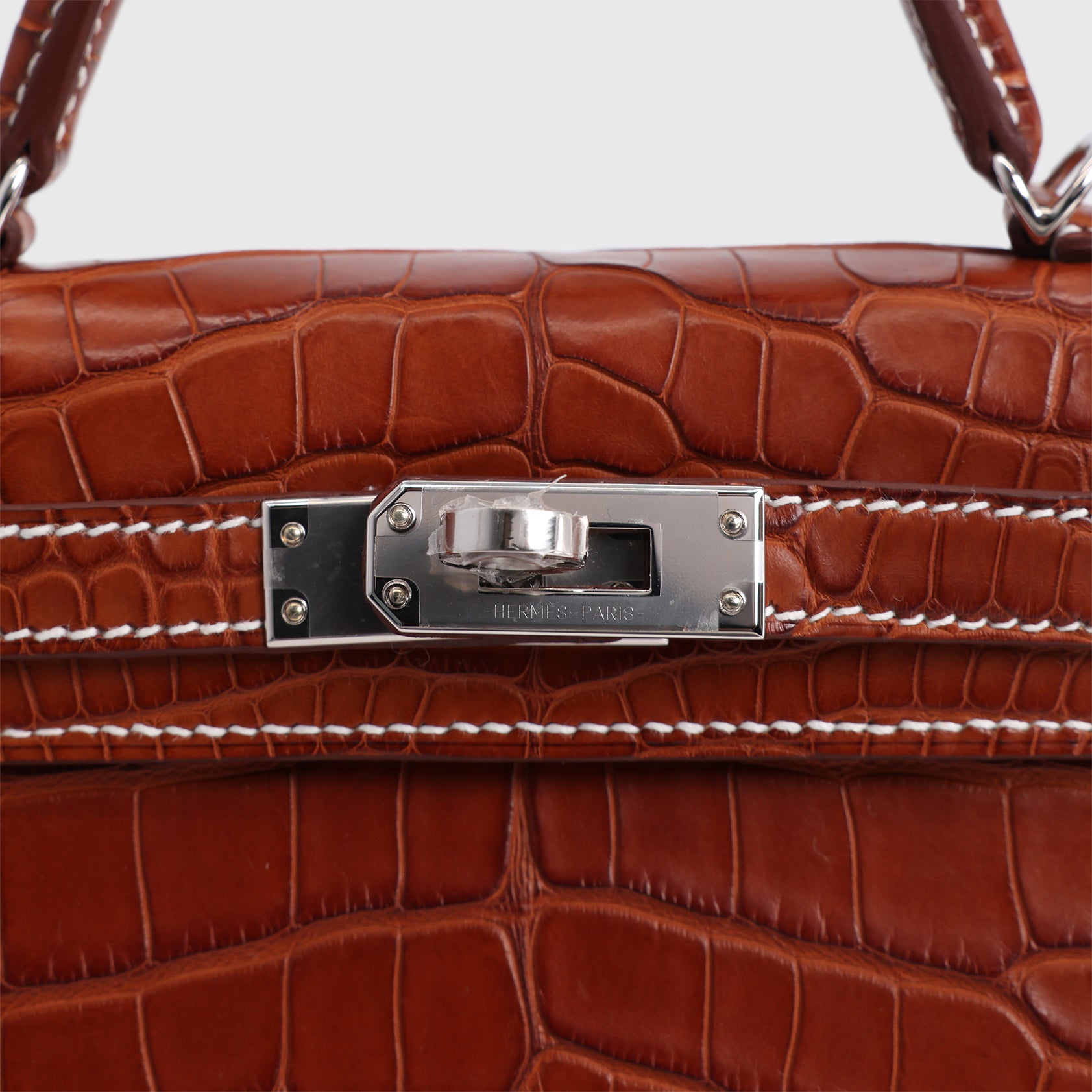 Hermès Kelly Mini Alligator, Barenia Fauve Palladium Hardware Sellier Matte