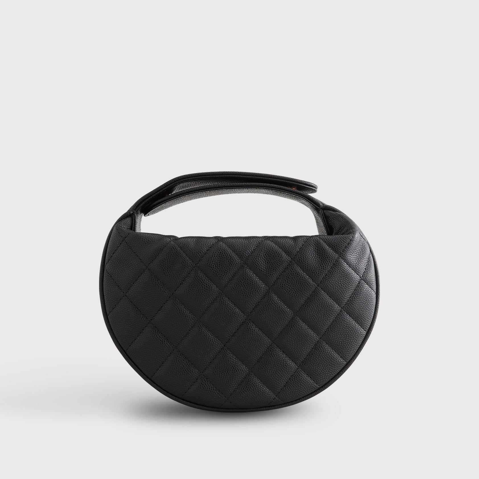 Chanel Quilted Circle Pouch Bag Black w/ Chain Gold Hardware - eliteUSA 