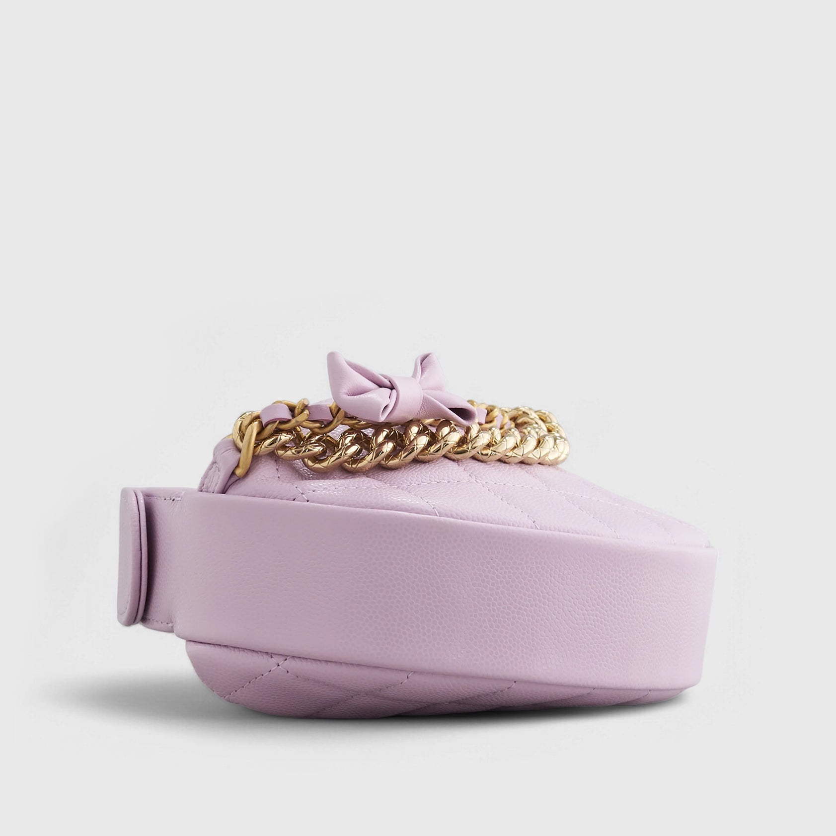 Chanel Quilted Circle Pouch Bag Mini Caviar Light Purple w/ Chain Gold Hardware - eliteUSA 