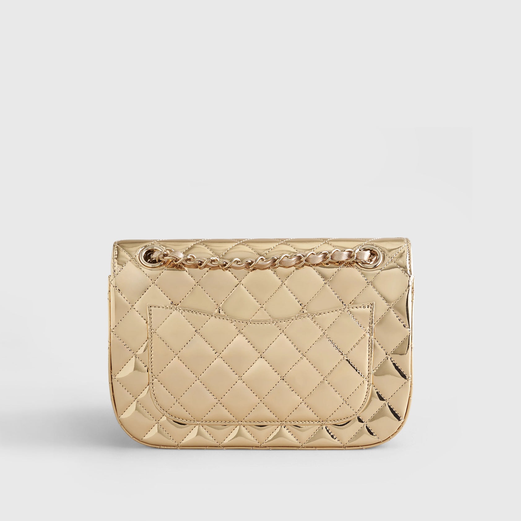 Chanel Quilted Flapbag Star Coin Small 7 Calfskin Metallic Gold w/ Chain Gold Hardware - eliteUSA 