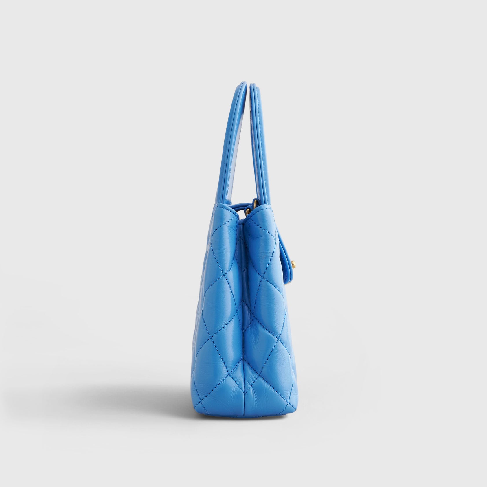Chanel Shopping Bag Mini Calfskin Blue Gold Hardware - eliteUSA 
