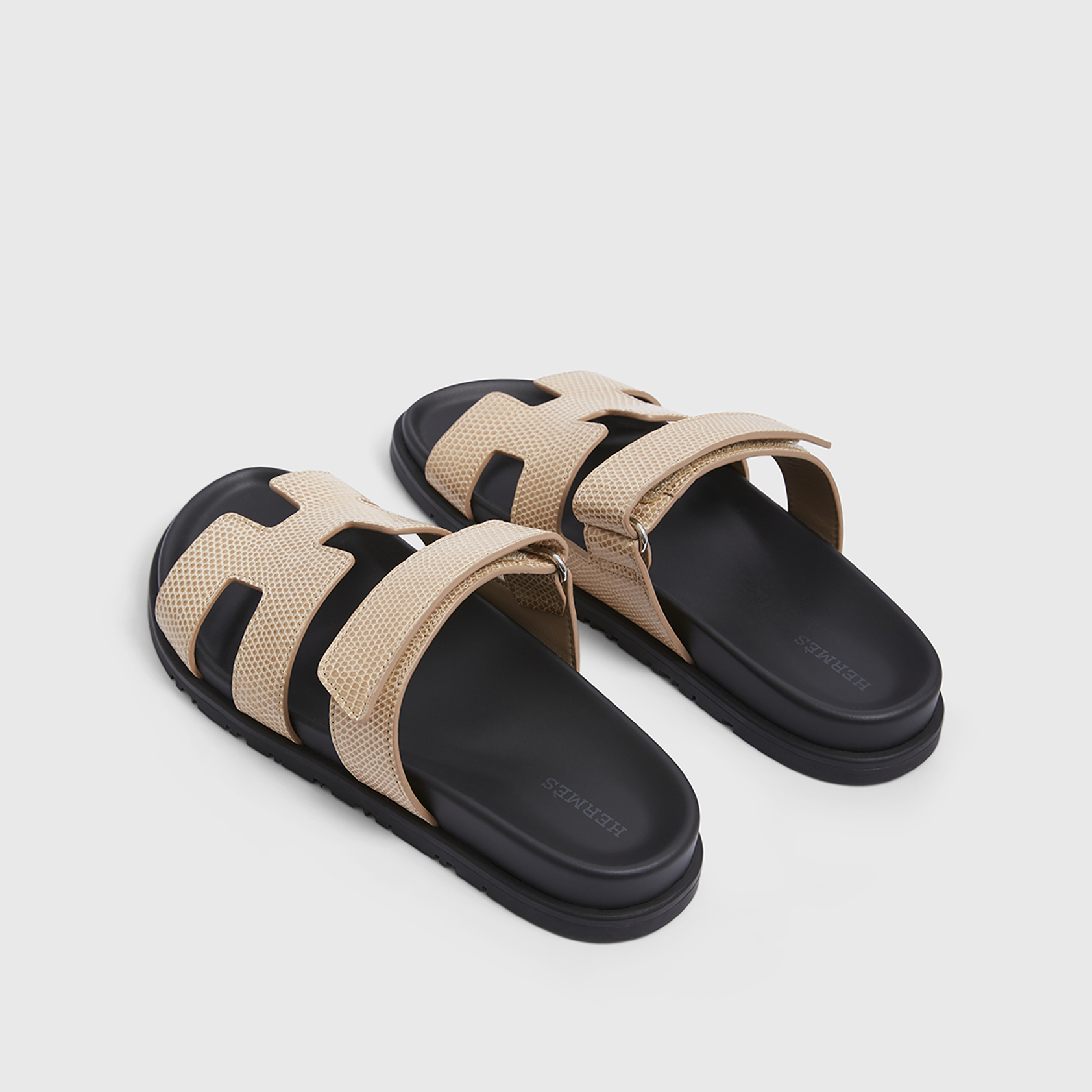 Hermès Chypre Sandals 38 Lizard Beige Argile