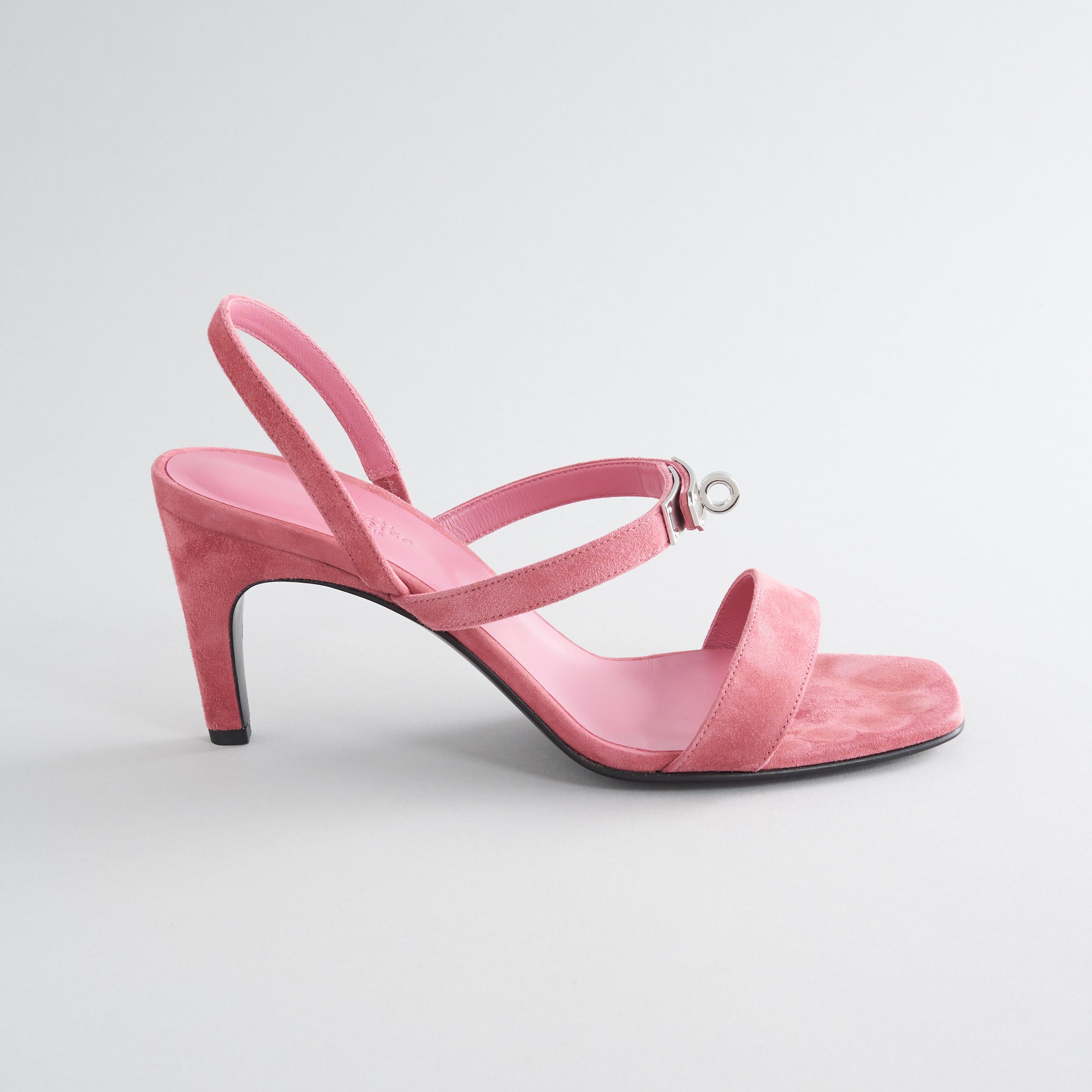 Hermès Glamour 95 Sandal 40 Suede Rose Aphrodite Palladium Hardware - eliteUSA 