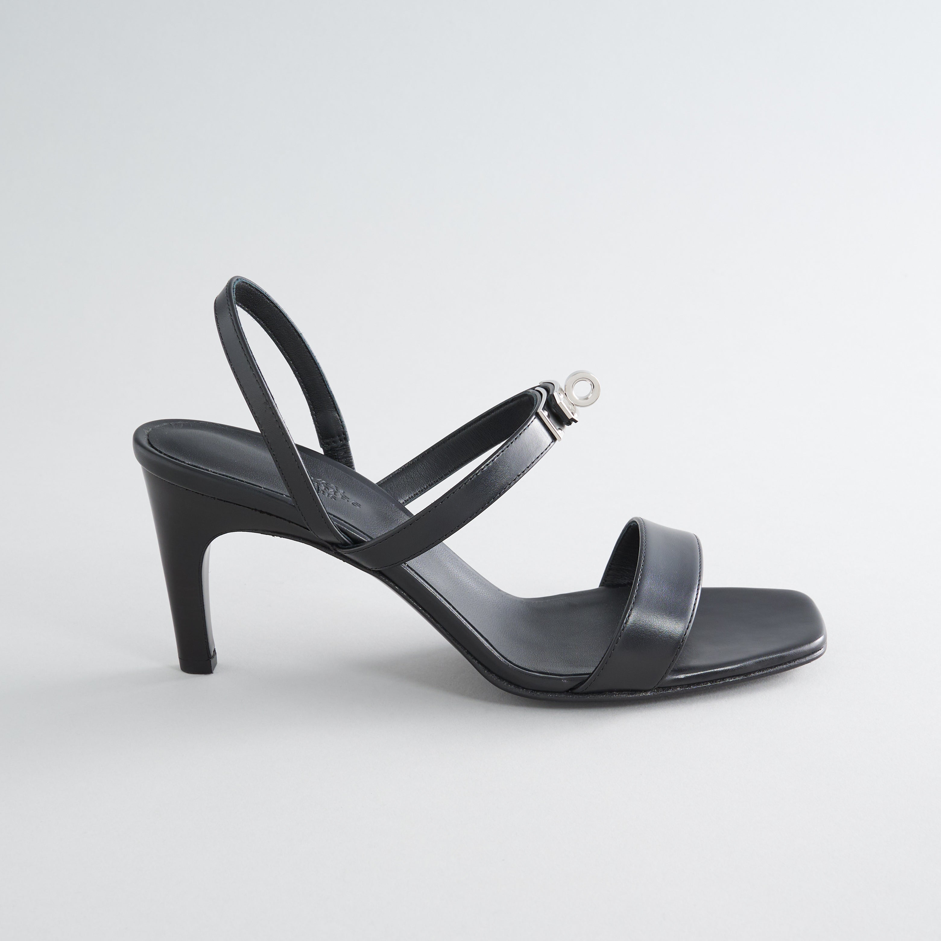 Hermès Glamour 75 Sandal Calfskin Black Palladium Hardware - eliteUSA 