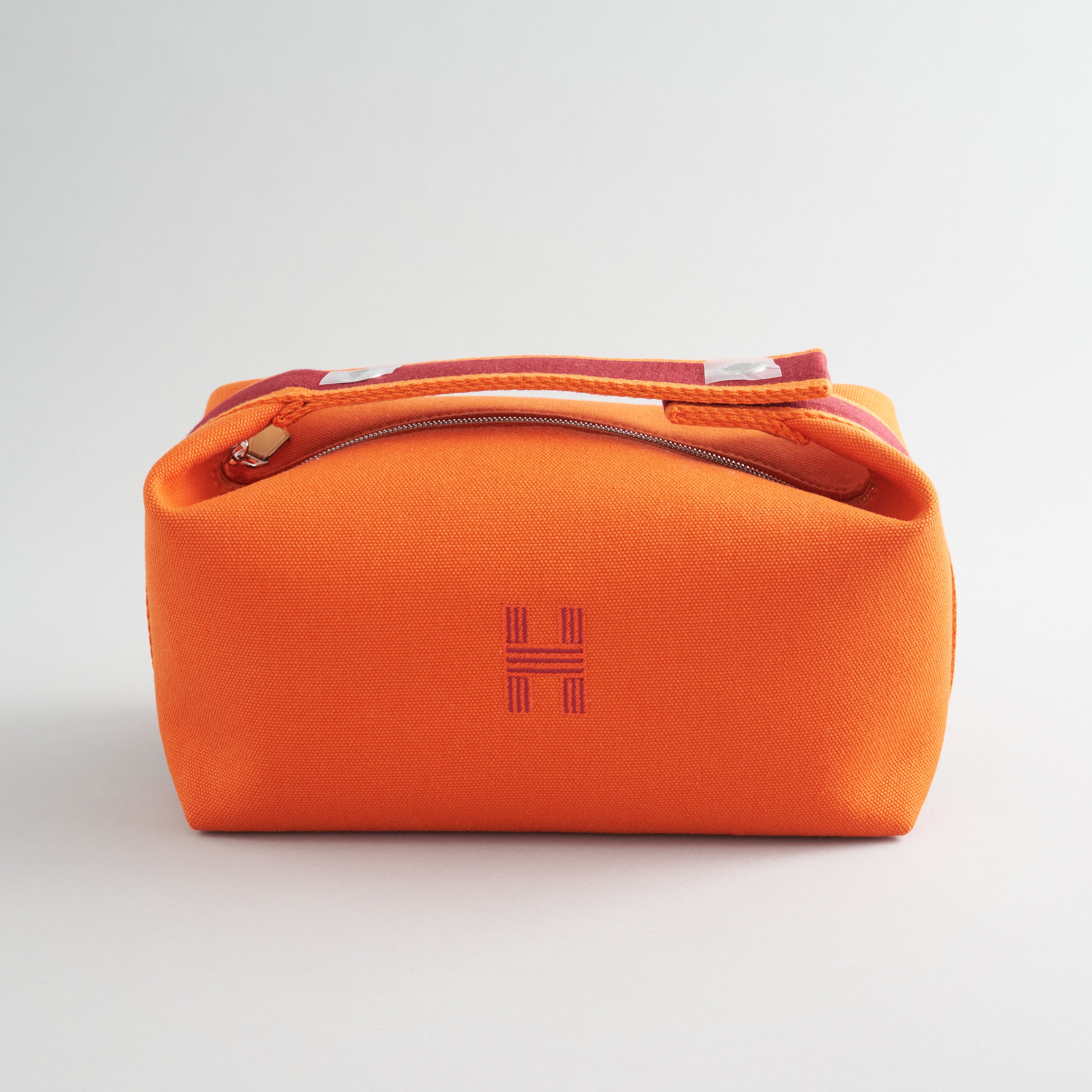Hermès Bride De Brac Toiletry Bag PM Canvas Orange Feu Palladium Hardware - eliteUSA 