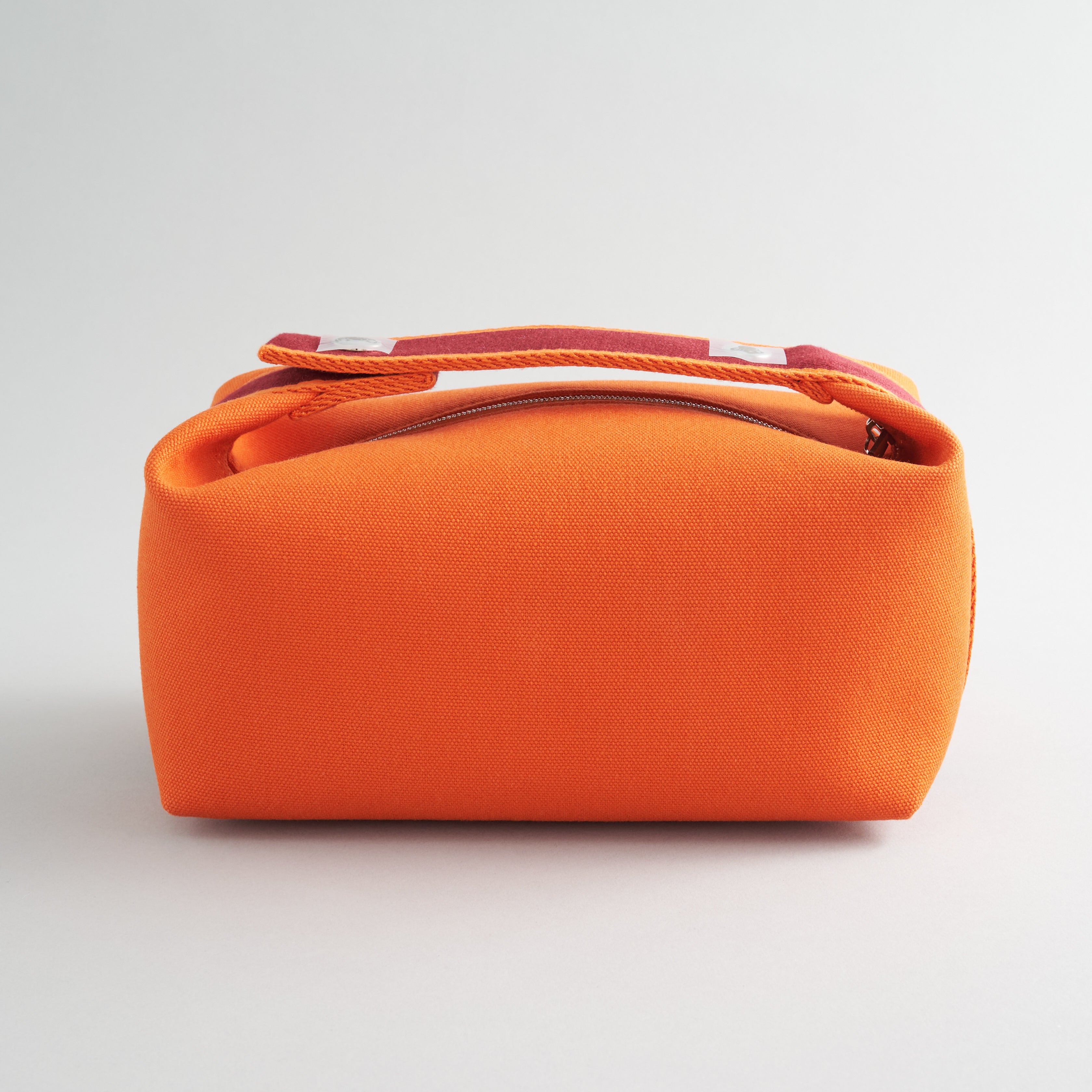Hermès Bride De Brac Toiletry Bag PM Canvas Orange Feu Palladium Hardware - eliteUSA 