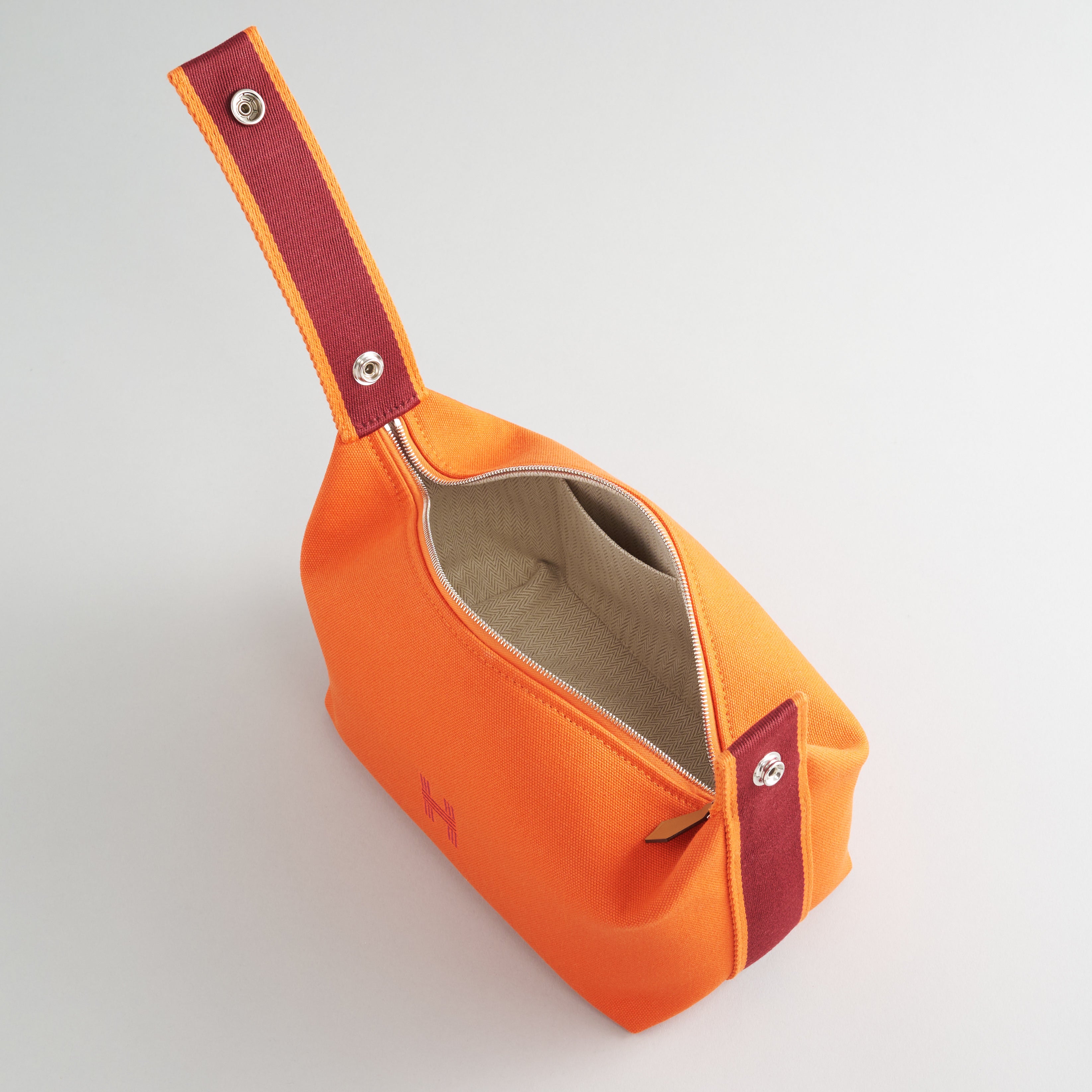 Hermès Bride De Brac Toiletry Bag PM Canvas Orange Feu Palladium Hardware - eliteUSA 