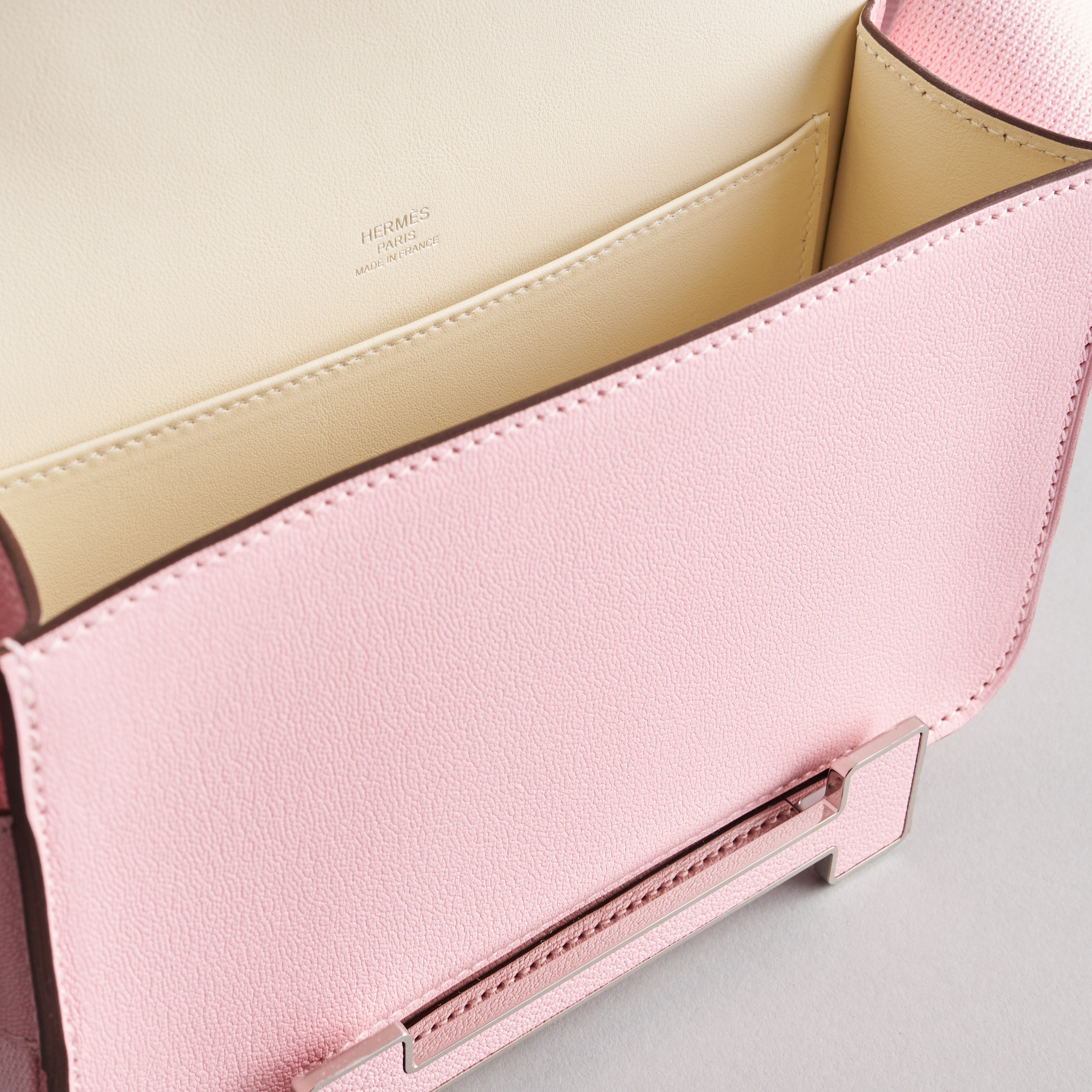 Hermès Geta Bag Chevre Rose Sakura Palladium Hardware