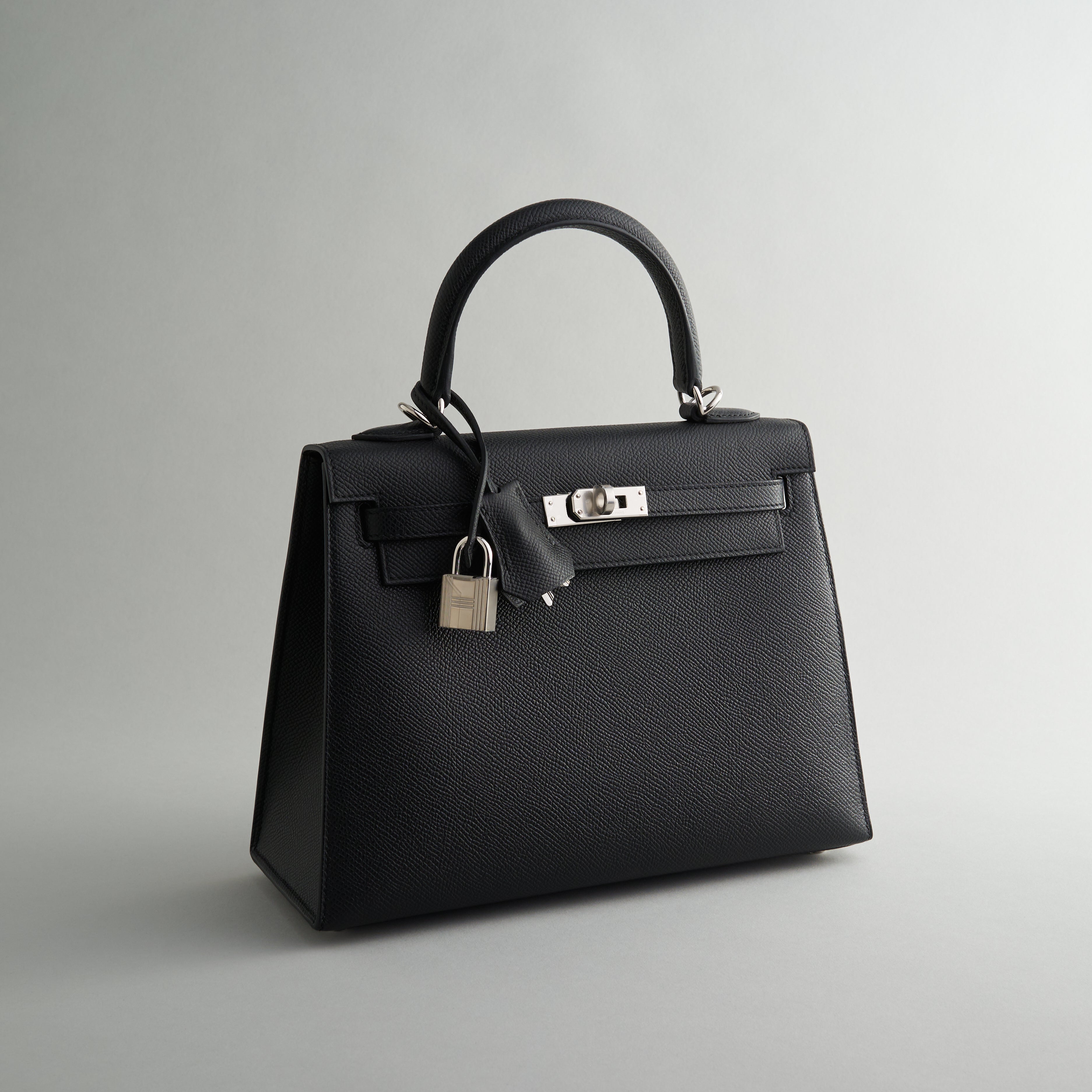 Hermès Kelly 25 Epsom Black Sellier Palladium Hardware