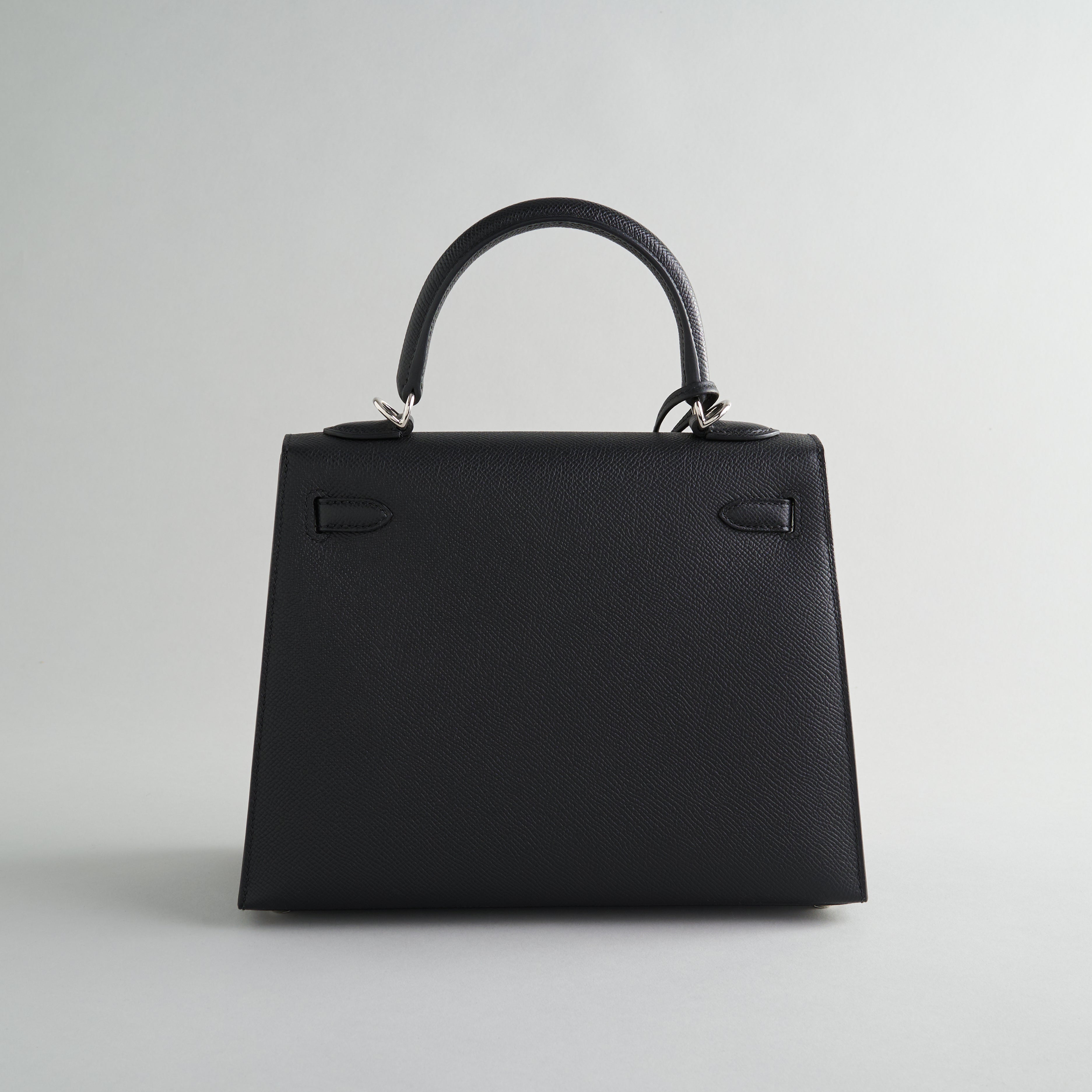 Hermès Kelly 25 Epsom Black Sellier Palladium Hardware