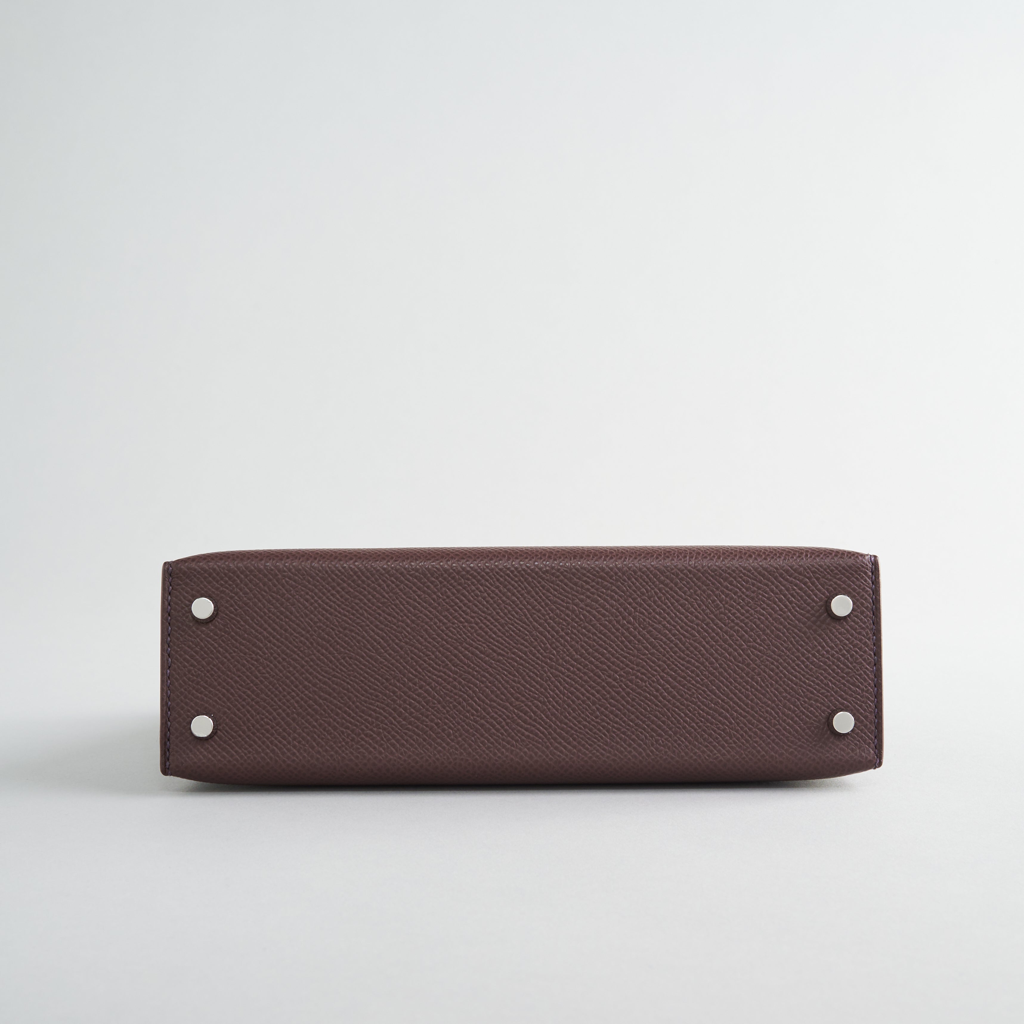 Hermès Kelly Mini Epsom Rouge Sellier/Gris Etain Pallidum Hardware HSS