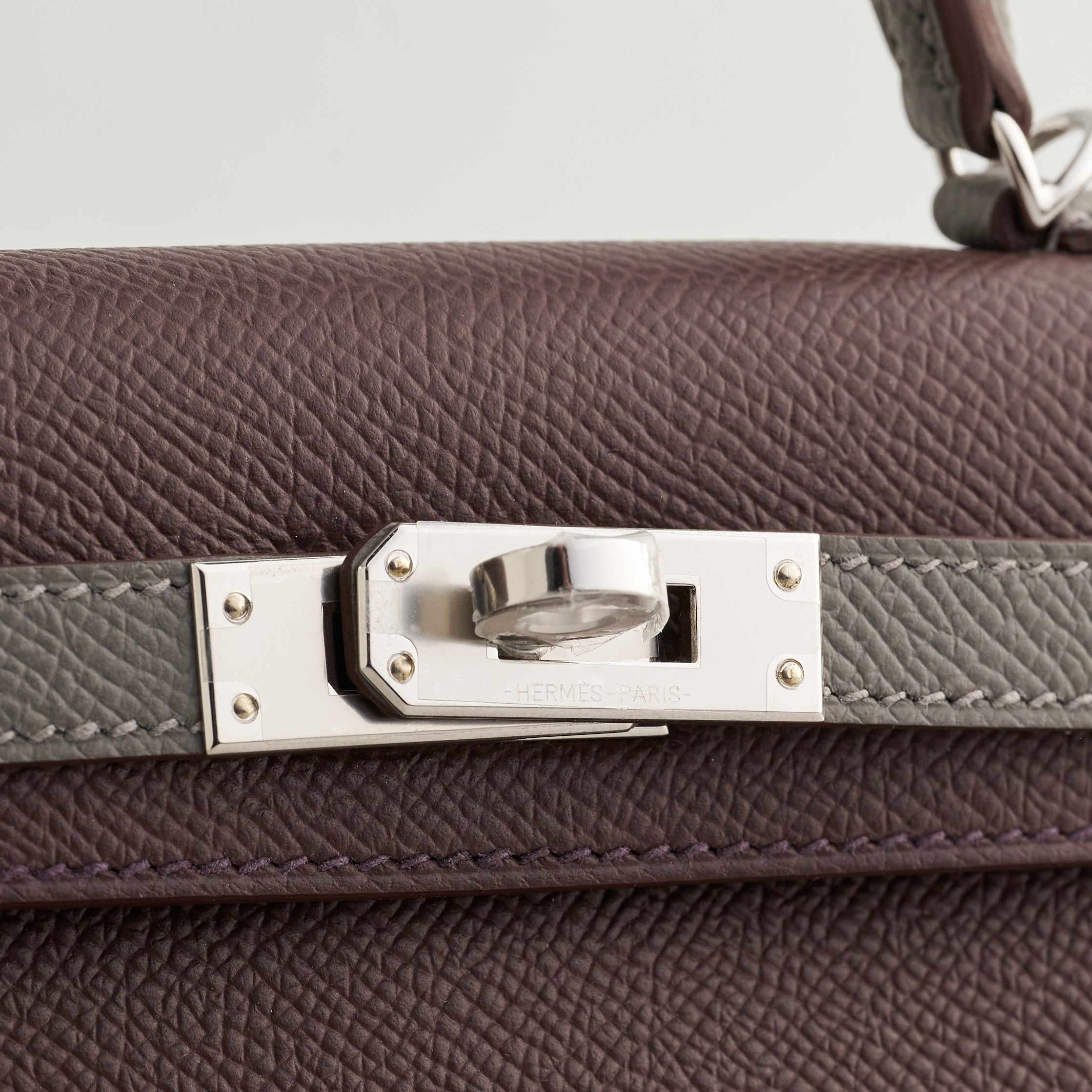 Hermès Kelly Mini Epsom Rouge Sellier/Gris Etain Pallidum Hardware HSS