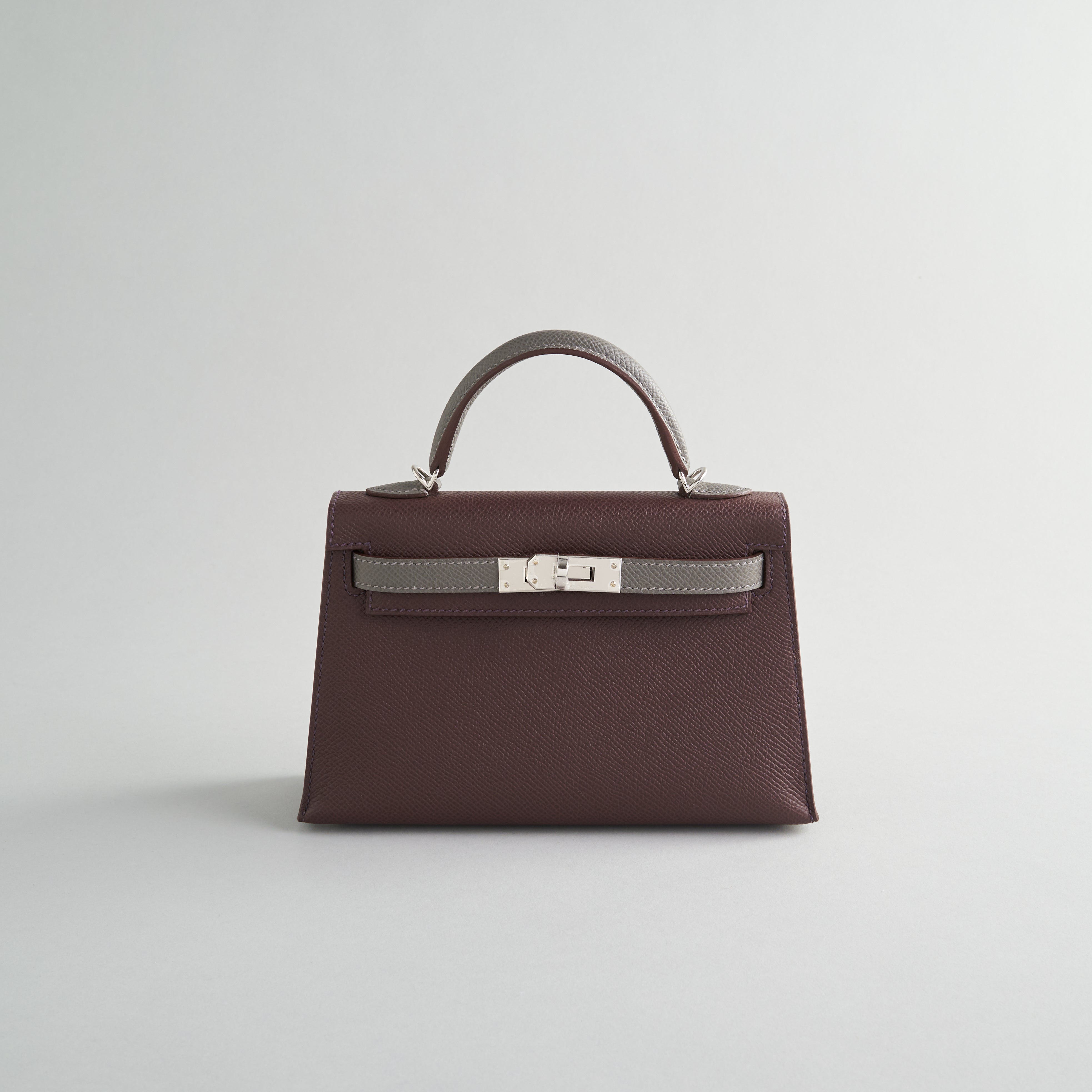 Hermès Kelly Mini Epsom Rouge Sellier/Gris Etain Pallidum Hardware HSS