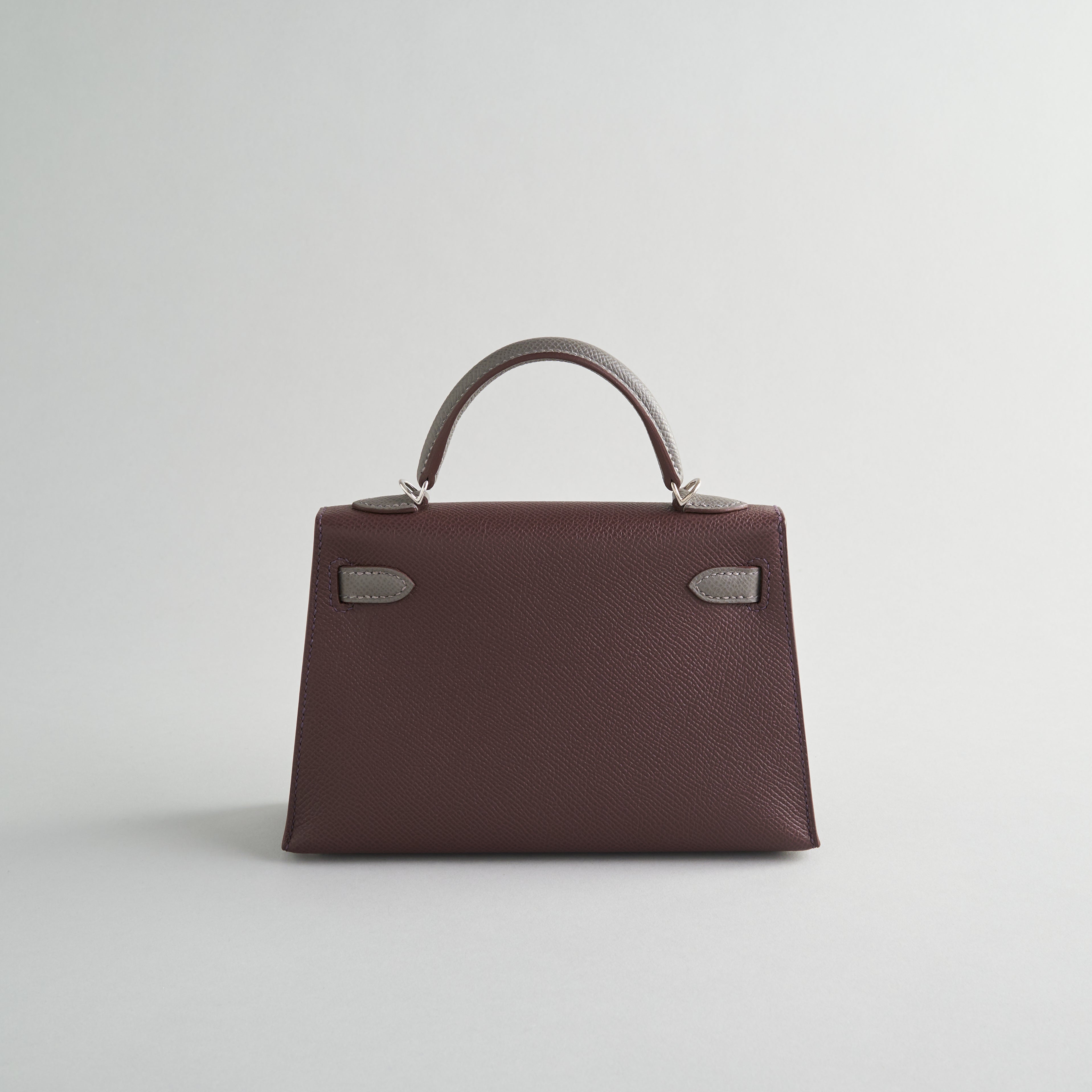 Hermès Kelly Mini Epsom Rouge Sellier/Gris Etain Pallidum Hardware HSS