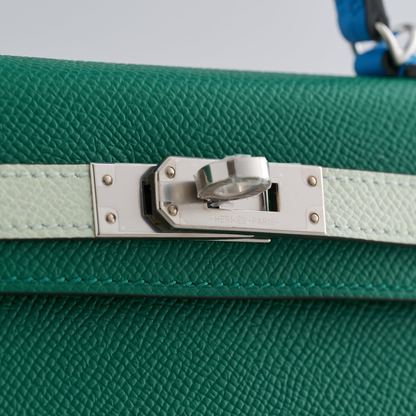 Hermès Kelly Mini Epsom Vert Vertigo/Vert Fizz/Blue Zanzibar Palladium Hardware