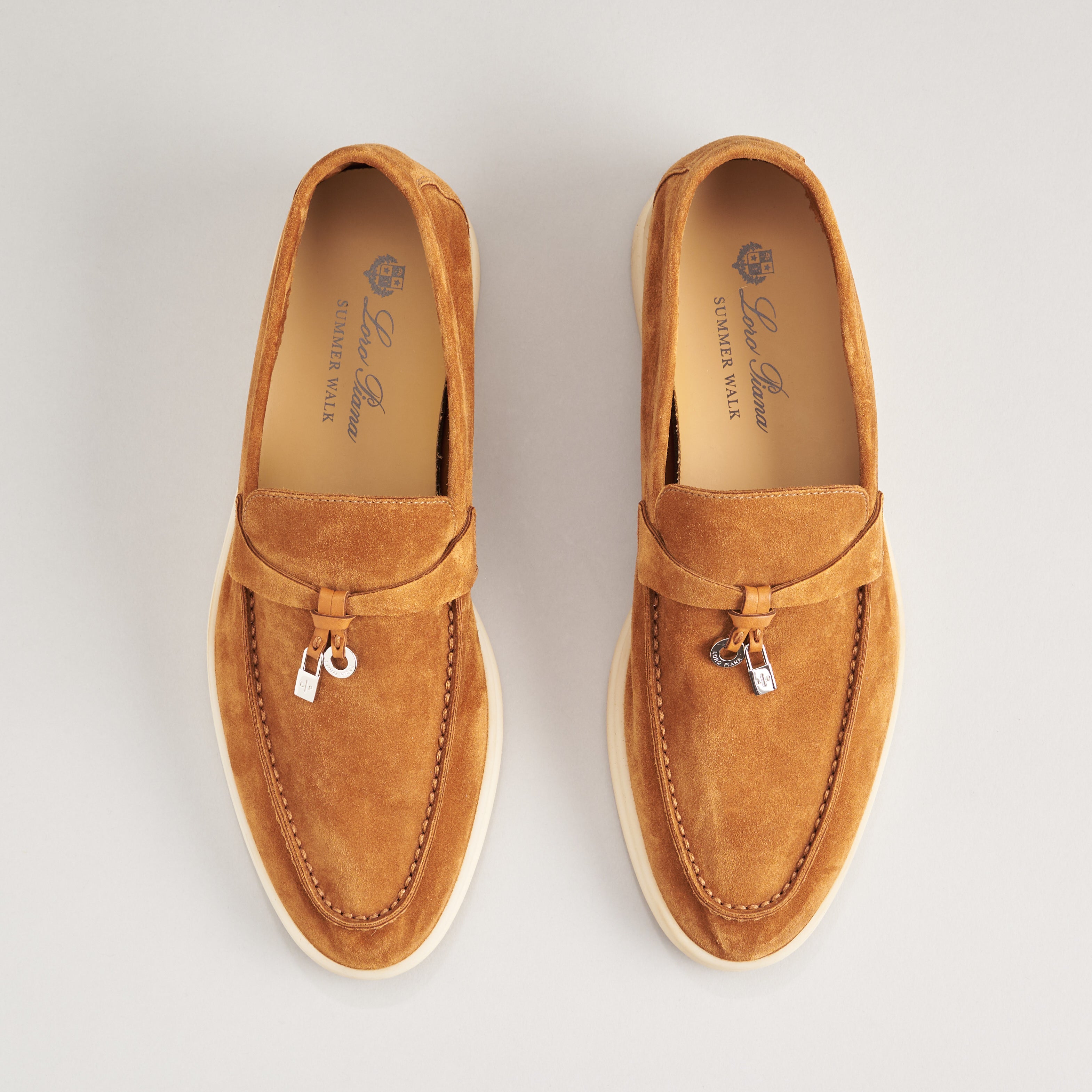 Loro Piana Summer Walk Charms Suede Saddle Brown