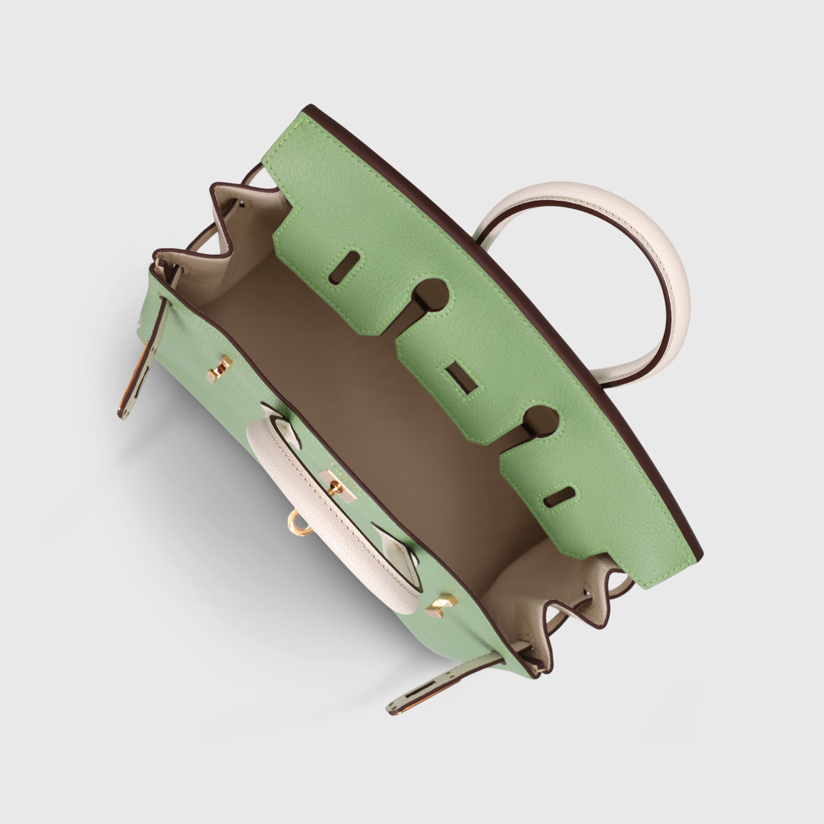 Hermès Birkin 25 Chevre Vert Criquet/Craie Rose Gold Hardware