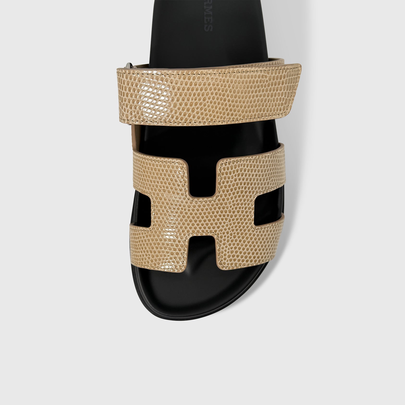 Hermès Chypre Sandals 38 Lizard Beige Argile