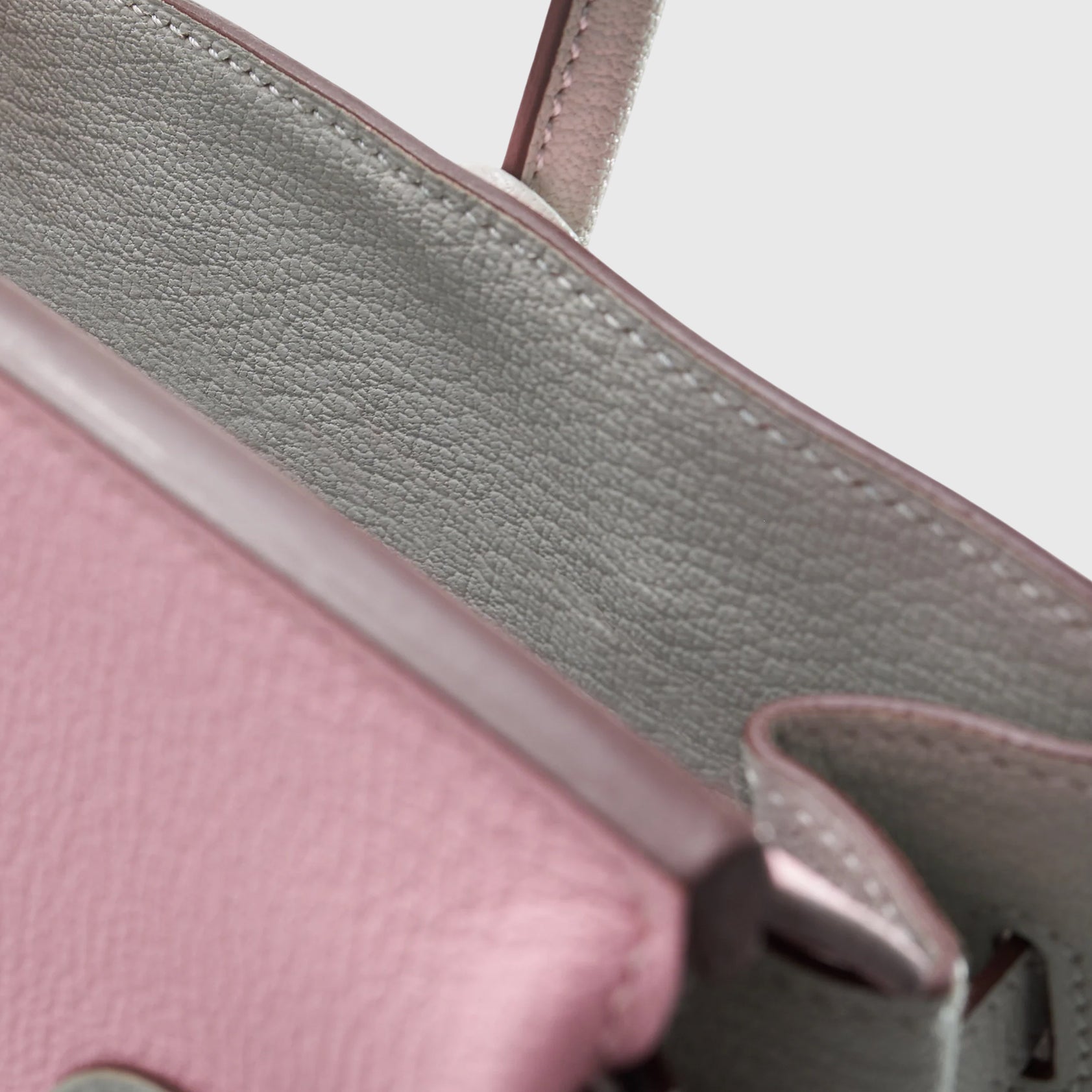 Hermès Birkin 25 Chevre Rose Sakura / Gris Perle Brushed Gold Hardware HSS - eliteUSA 