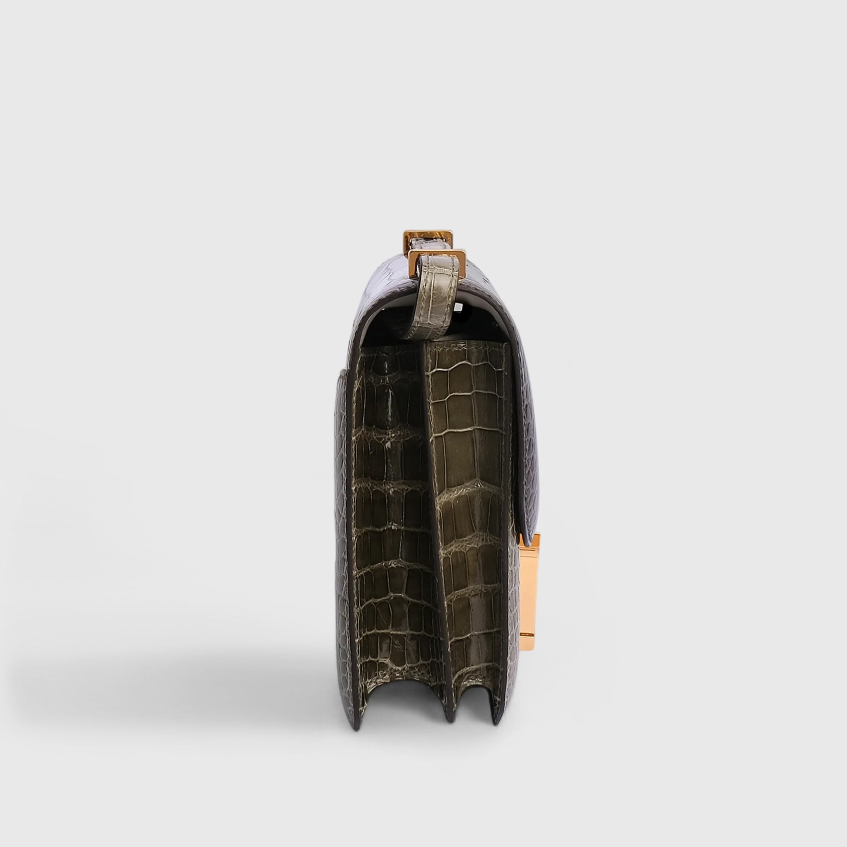 Hermès Constance Alligator Gris Tourterelle/ Gris Elephant Shiny Gold Hardware - eliteUSA 