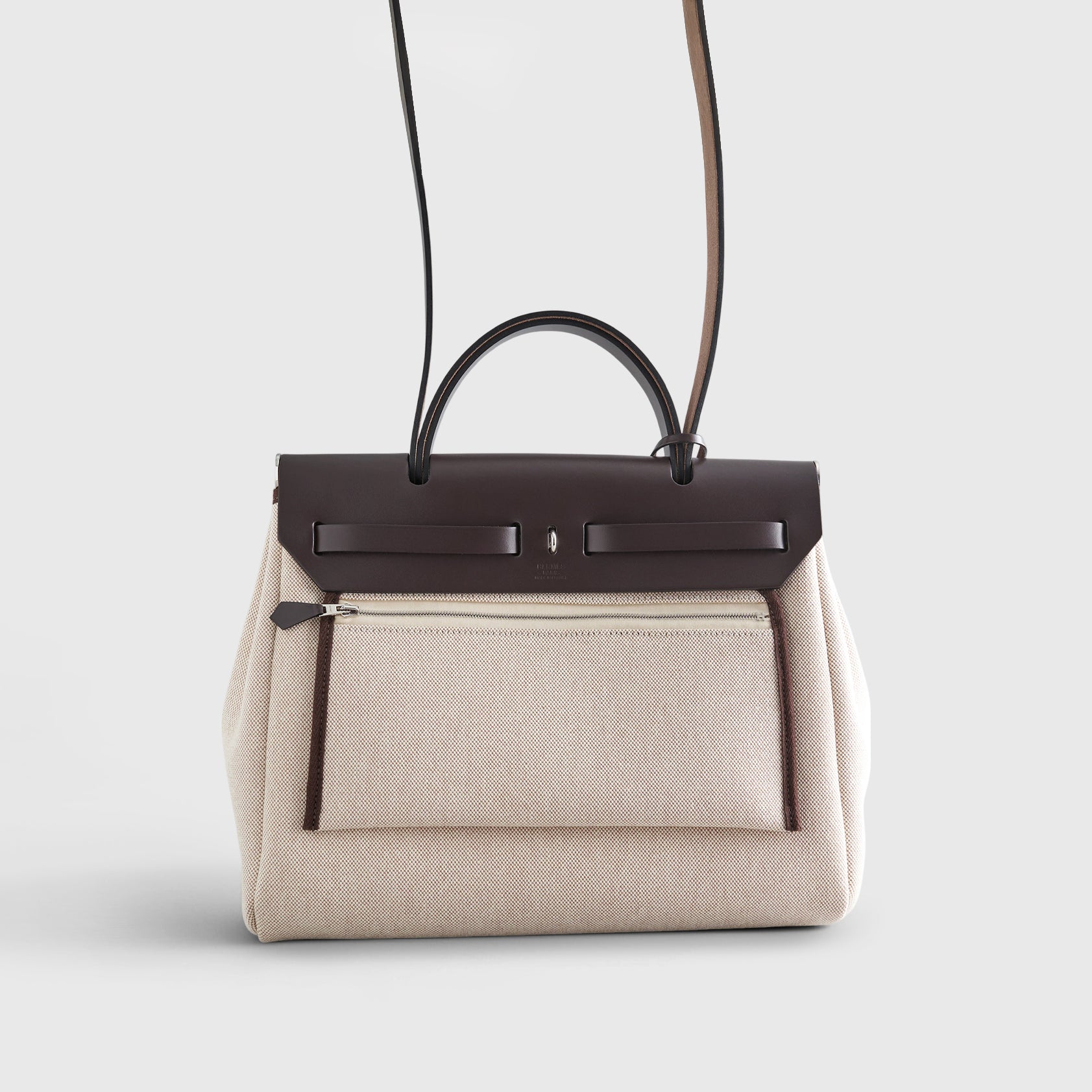 Hermès Herbag ZIP 31 Ebene / Ecru Circuit Palladium Hardware - eliteUSA 