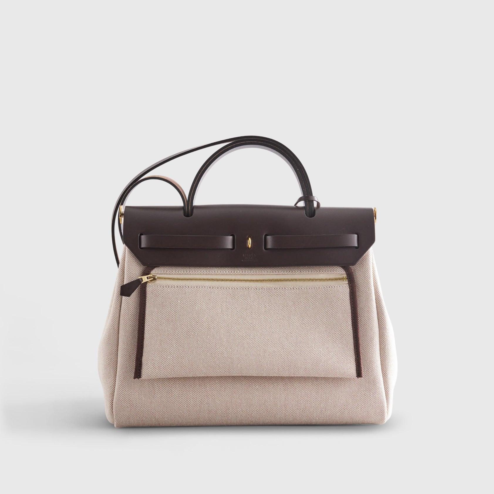 Hermès Herbag Zip 31 Ebene / Ecru / Beige Circuit Gold Hardware
