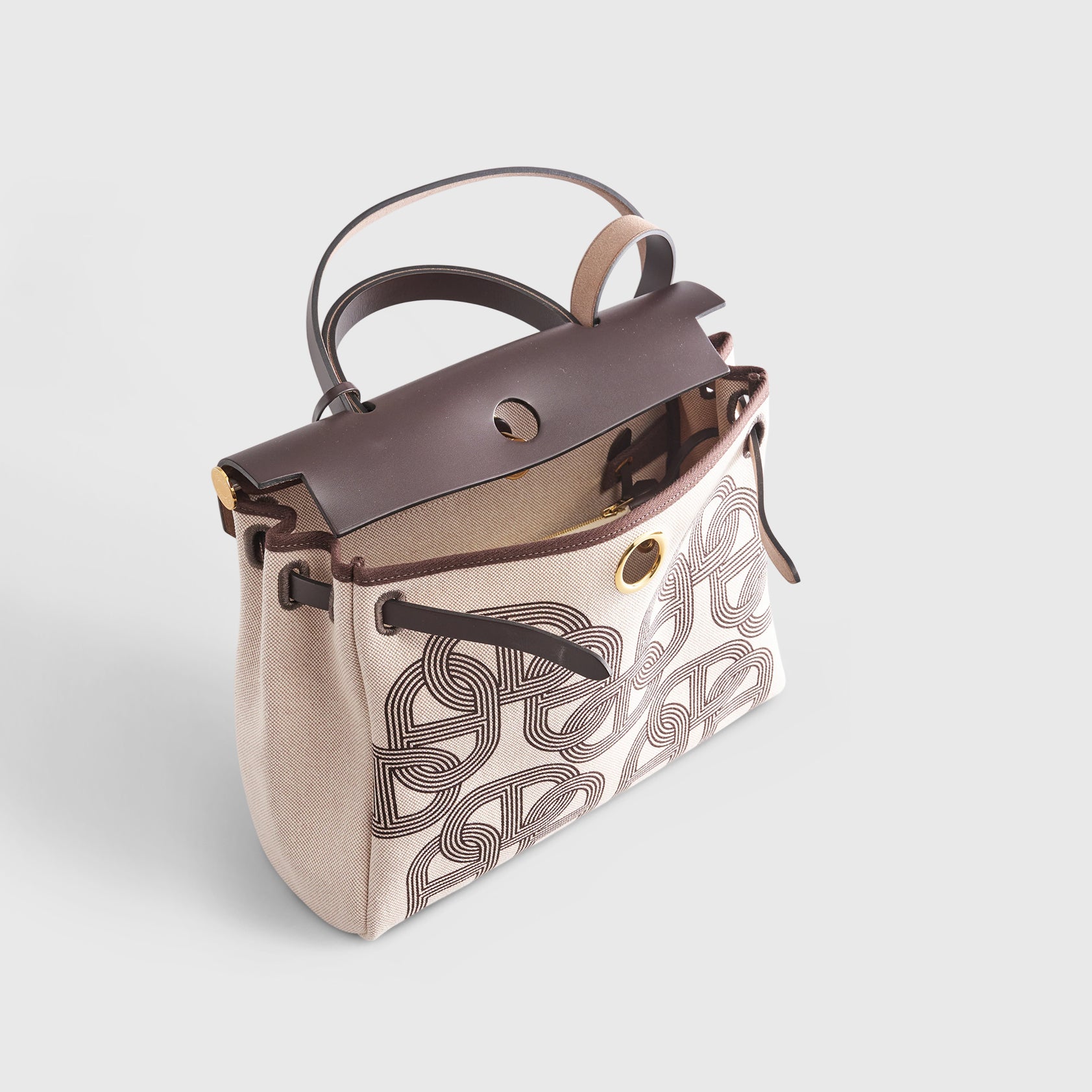 Hermès Herbag Zip 31 Ebene / Ecru / Beige Circuit Gold Hardware