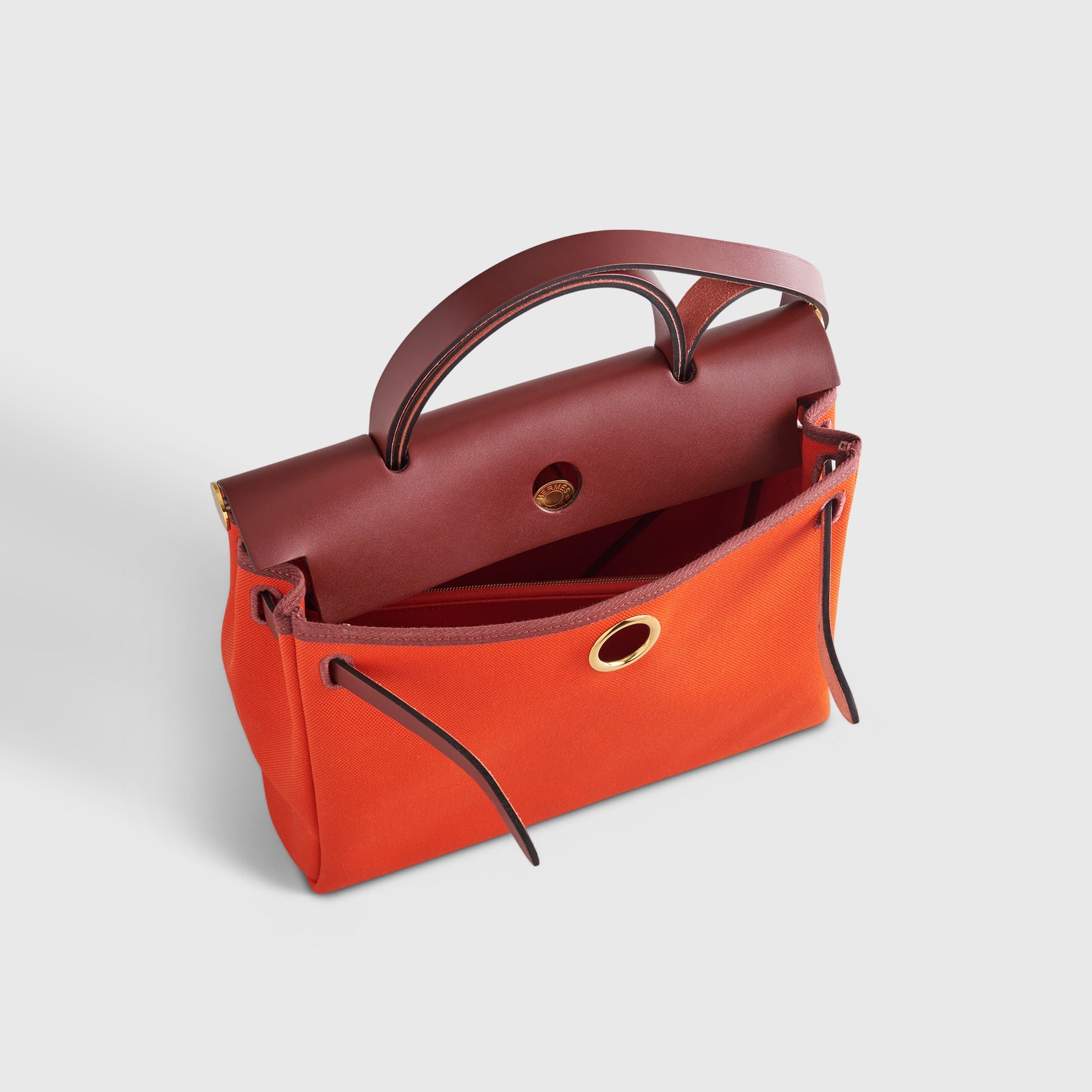 Hermès Herbag Zip 31 Orange Mecano/Rouge H Gold Hardware - eliteUSA 