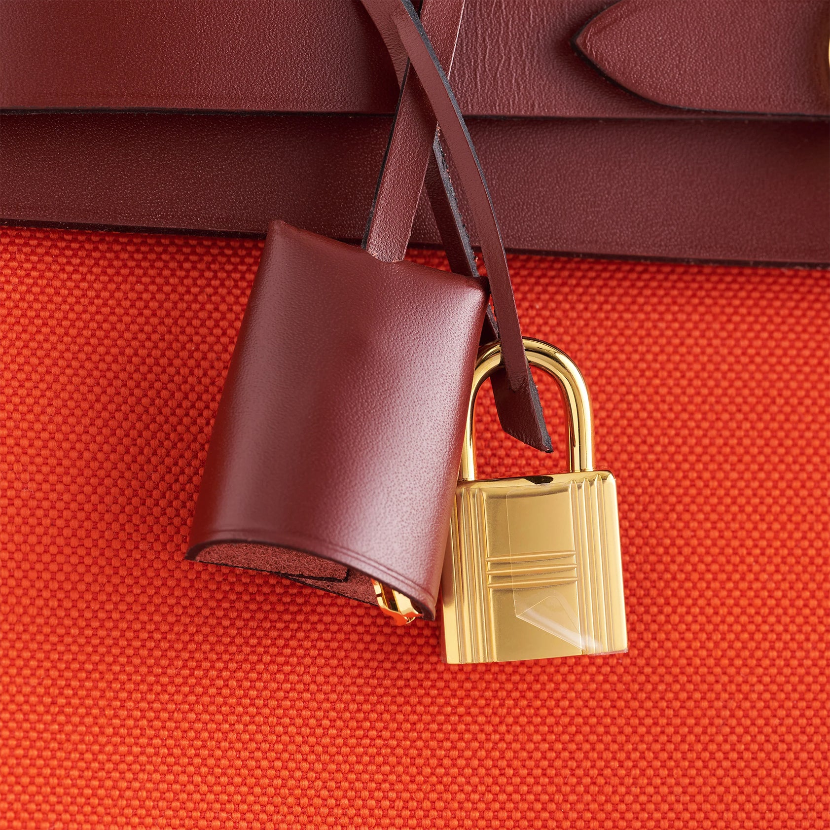 Hermès Herbag Zip 31 Orange Mecano/Rouge H Gold Hardware - eliteUSA 