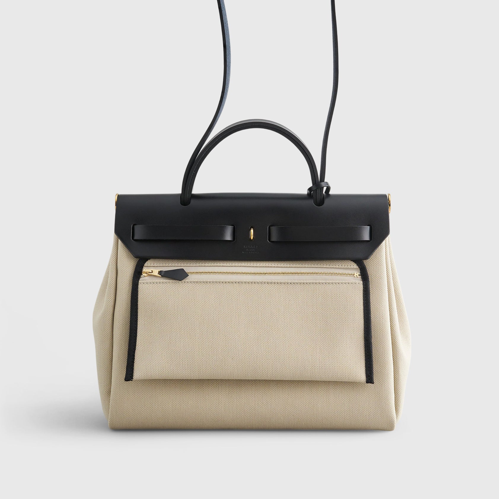 Hermès Herbag Zip 31 Toila Beton / Black Retourne Gold Hardware - eliteUSA 