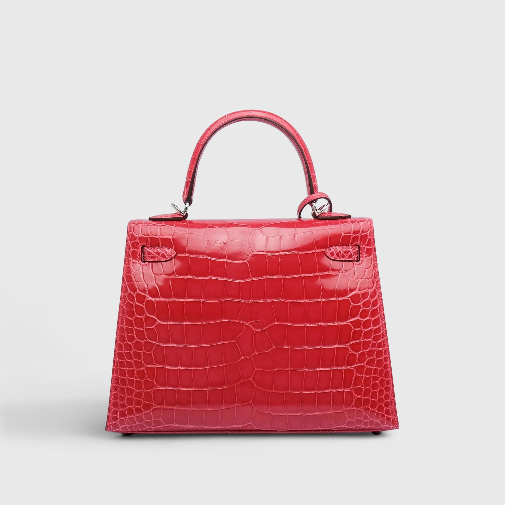 Hermès Kelly 25 Alligator Rose Extreme Shiny Palladium Hardware - eliteUSA 