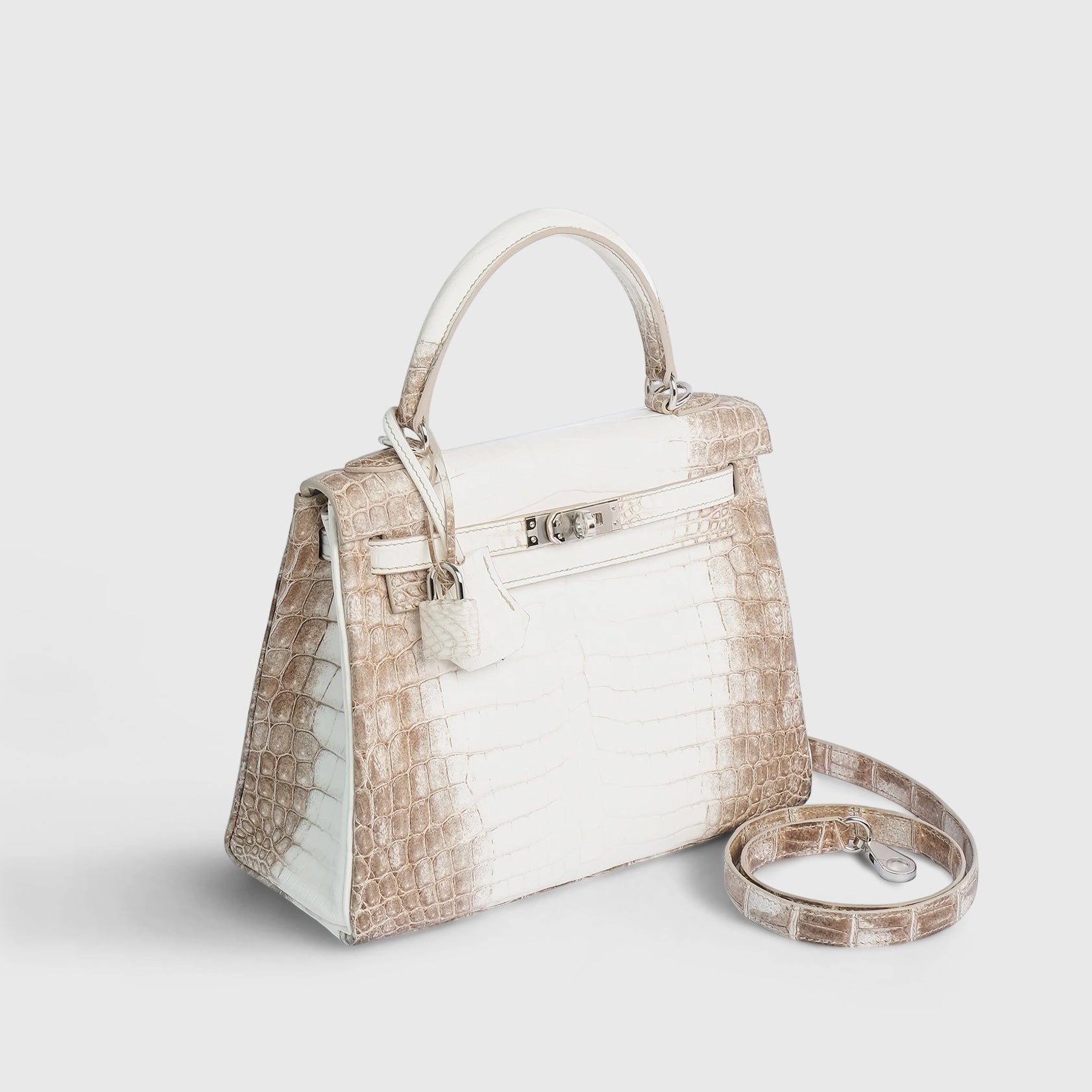 Hermès Kelly 25 Croc Himalaya Palladium Hardware - eliteUSA 