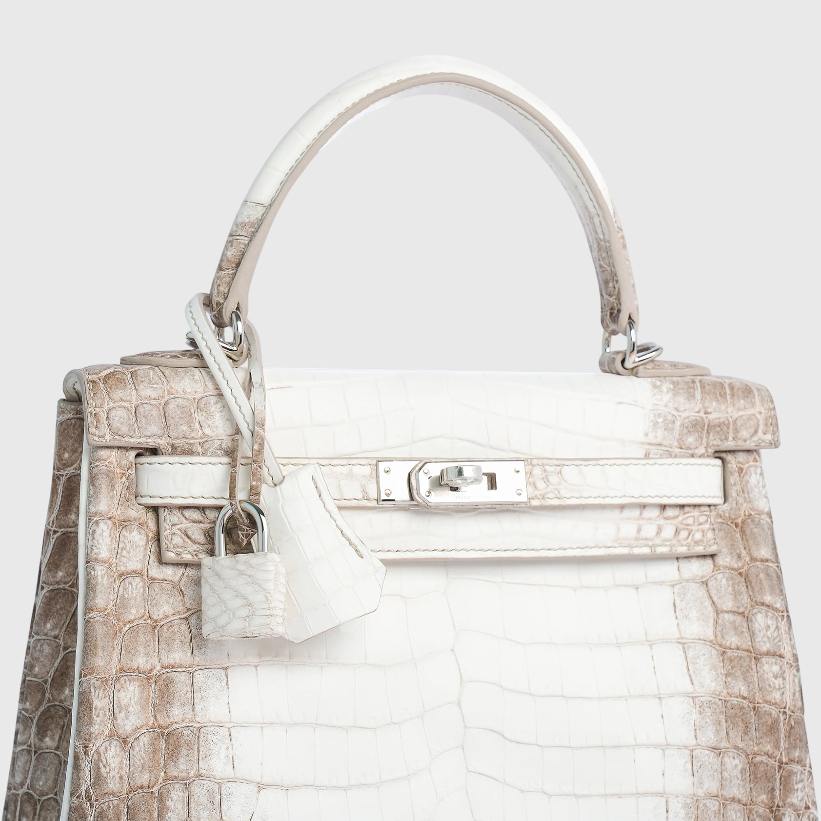 Hermès Kelly 25 Croc Himalaya Palladium Hardware - eliteUSA 