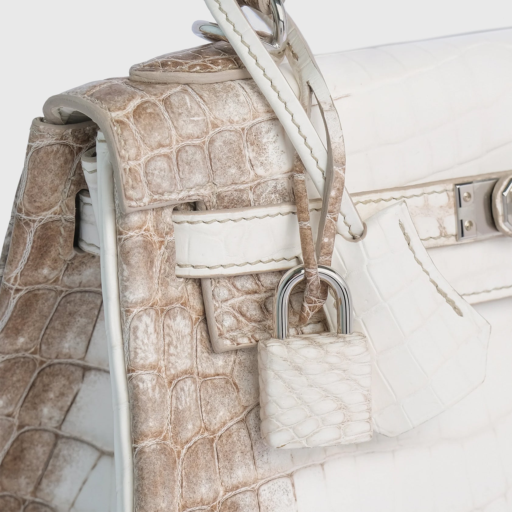 Hermès Kelly 25 Croc Himalaya Palladium Hardware - eliteUSA 