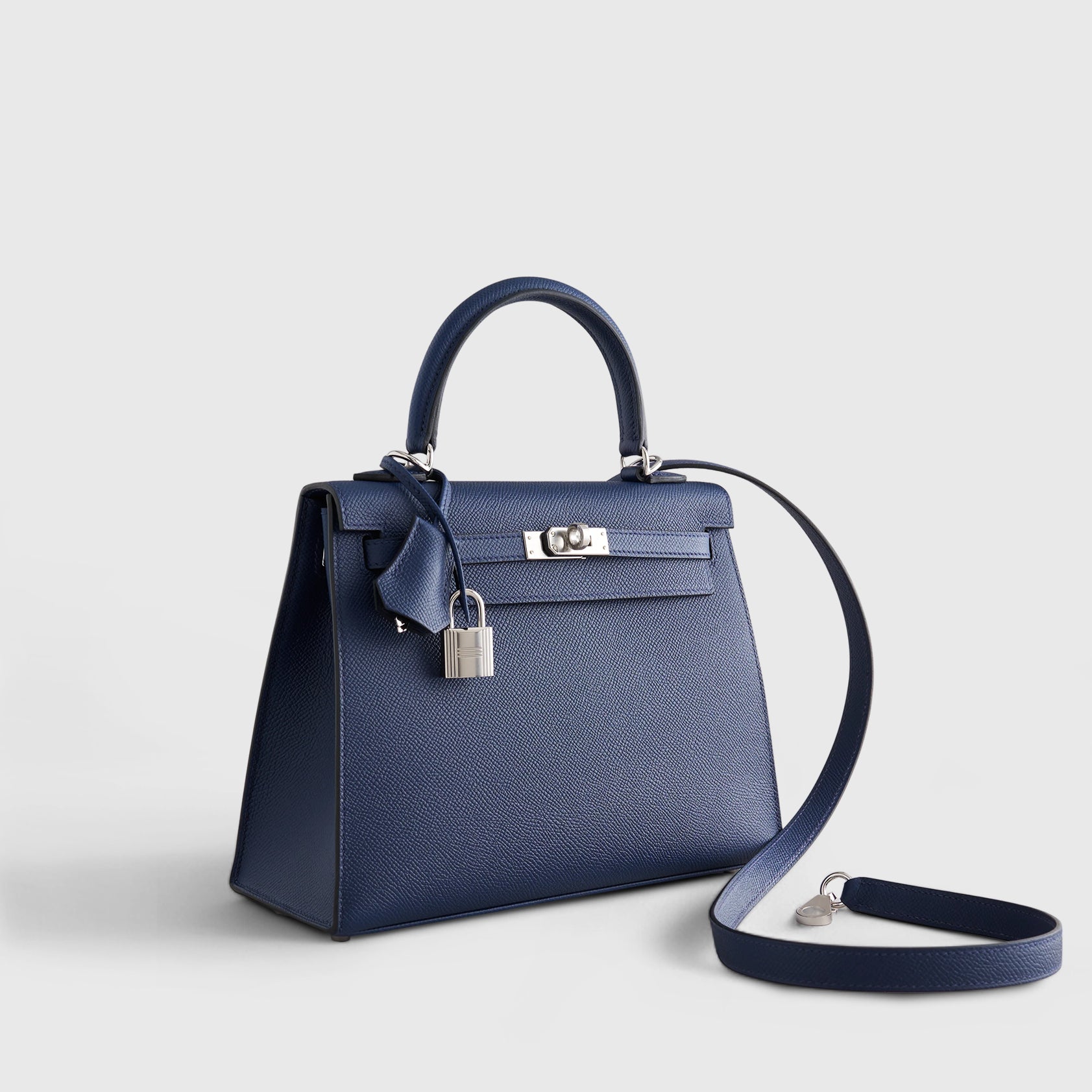 Hermès Kelly 25 Epsom Blue Navy Sellier Palladium Hardware - eliteUSA 
