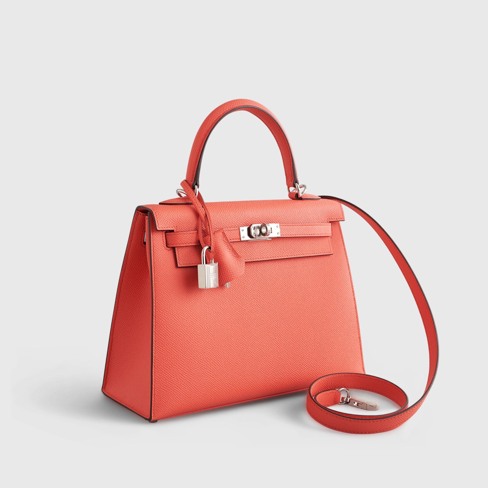 Hermès Kelly 25 Epsom Rose Texas Sellier Palladium Hardware - eliteUSA 